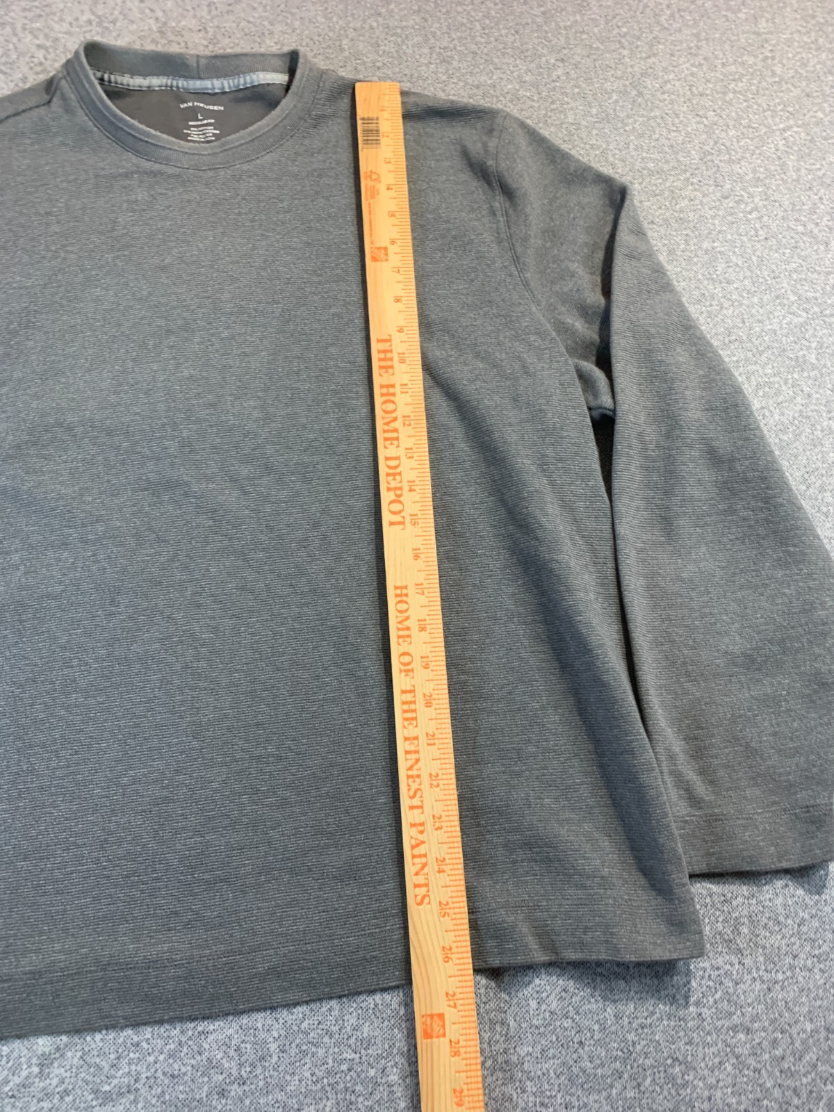 Van Heusen Essential Top Men&rsquo;s Large Gray Cotton Blend Regular Fit Long Sleeve
