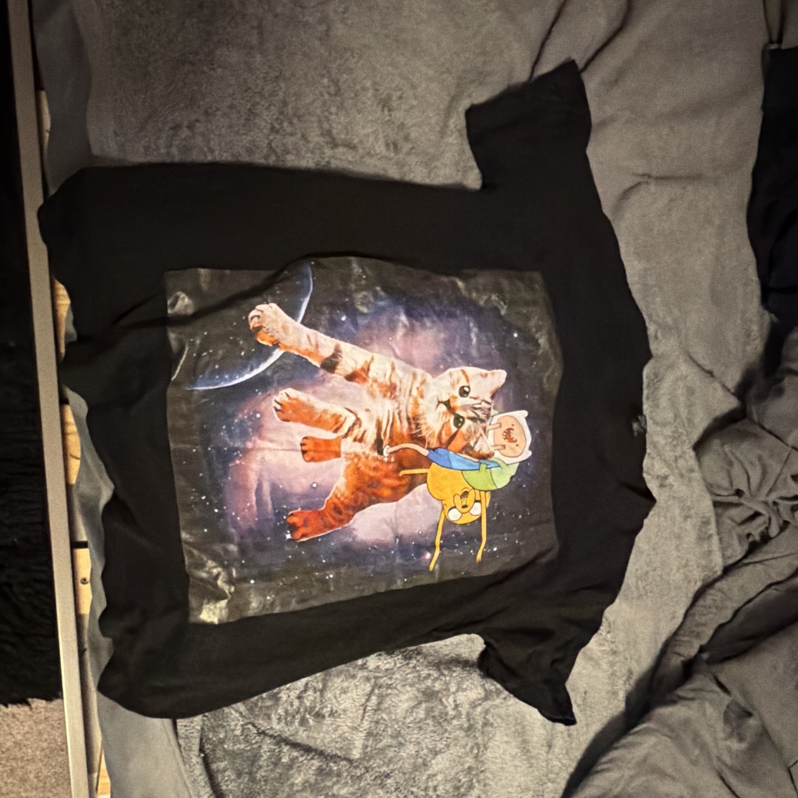 Men&rsquo;s Adventure Time Finn & Jake Graphic Print T-Shirt Black Polyester M