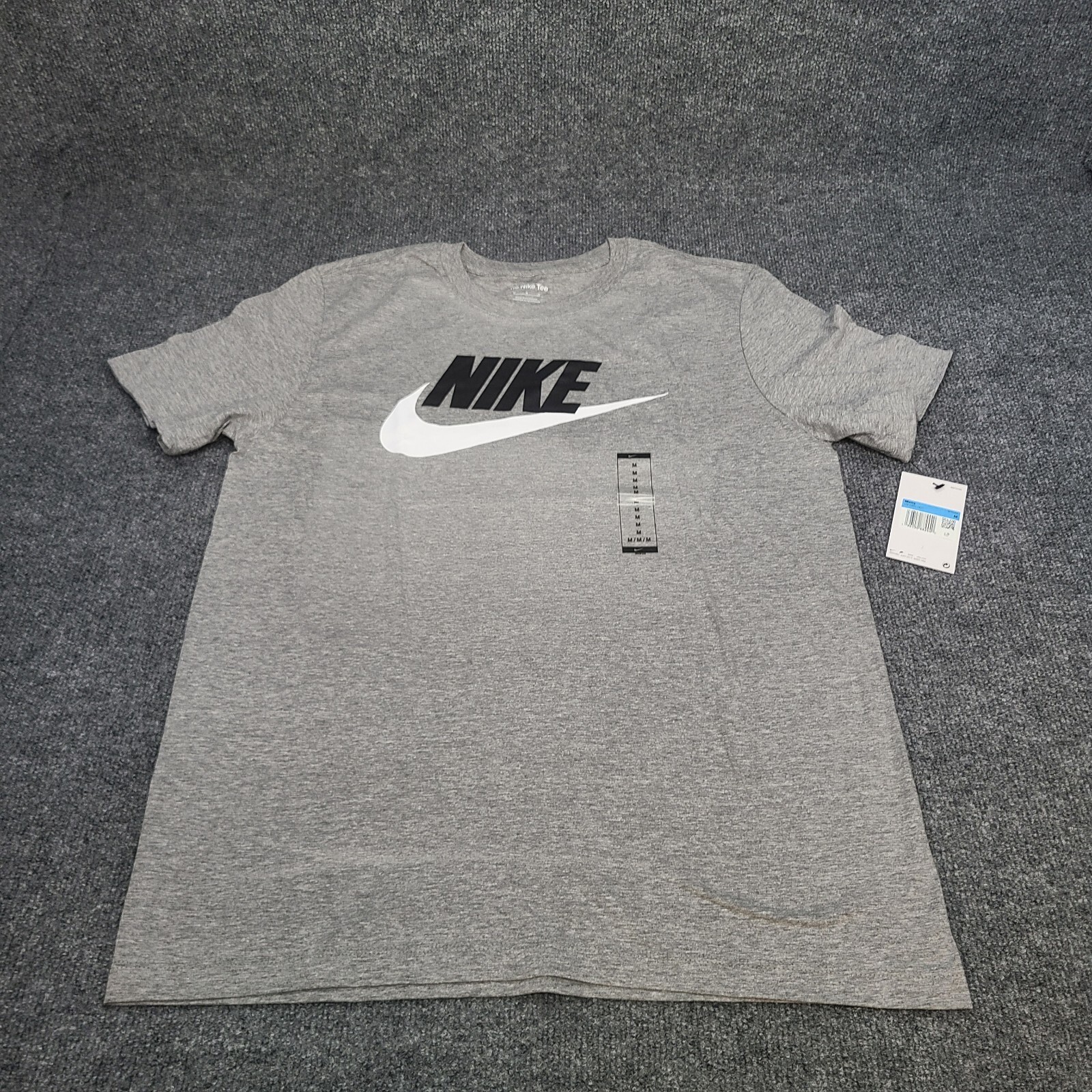 Nike Shirt Mens Medium Gray Grey Heather White Black Futura Sportswear New Tee