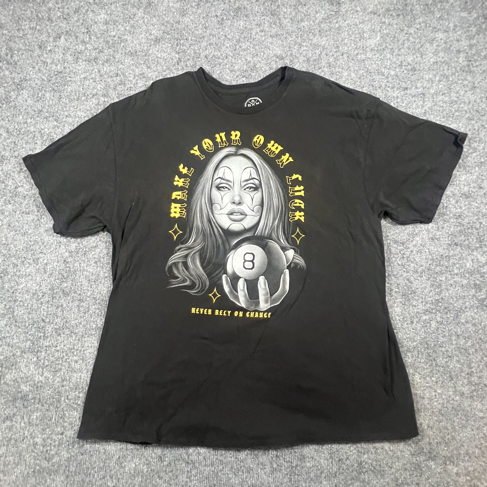 Dom T-shirt Mens 2XL Black Cotton Make Your Own Luck Pinup Girl Graphic Print