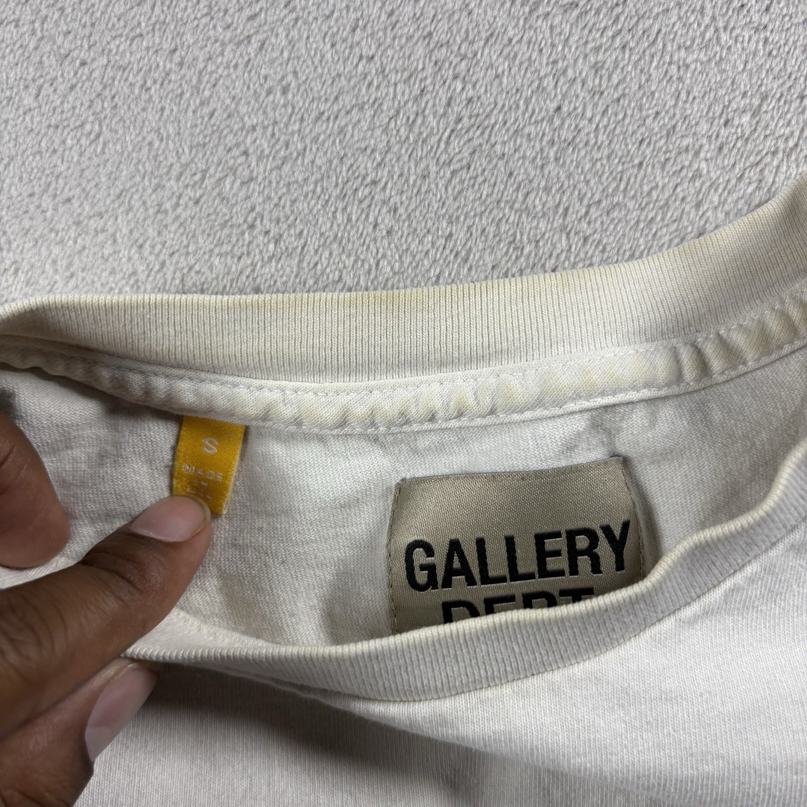 Gallery Dept Shirt Men’s S Beige Hollywood CA Double Sided Logo Streetwear #6A