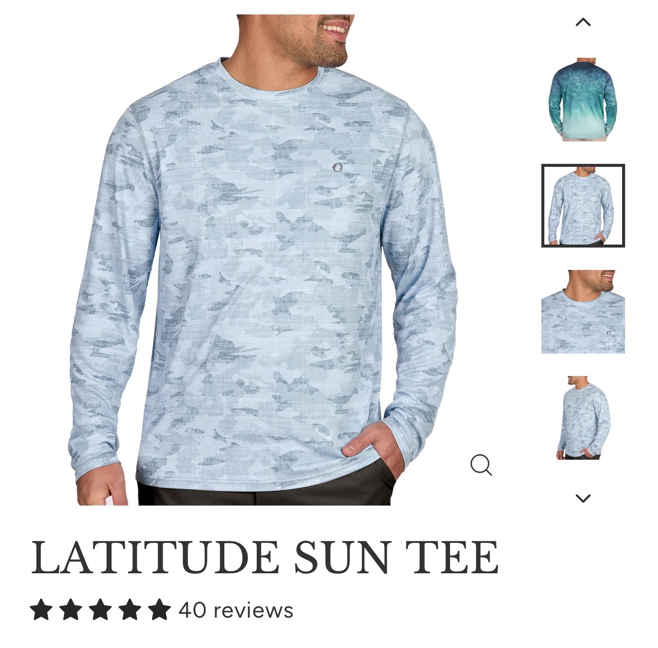 The American Outdoorsman Men Blue Camo All-Over Print Long Sleeve Sun Tee XL