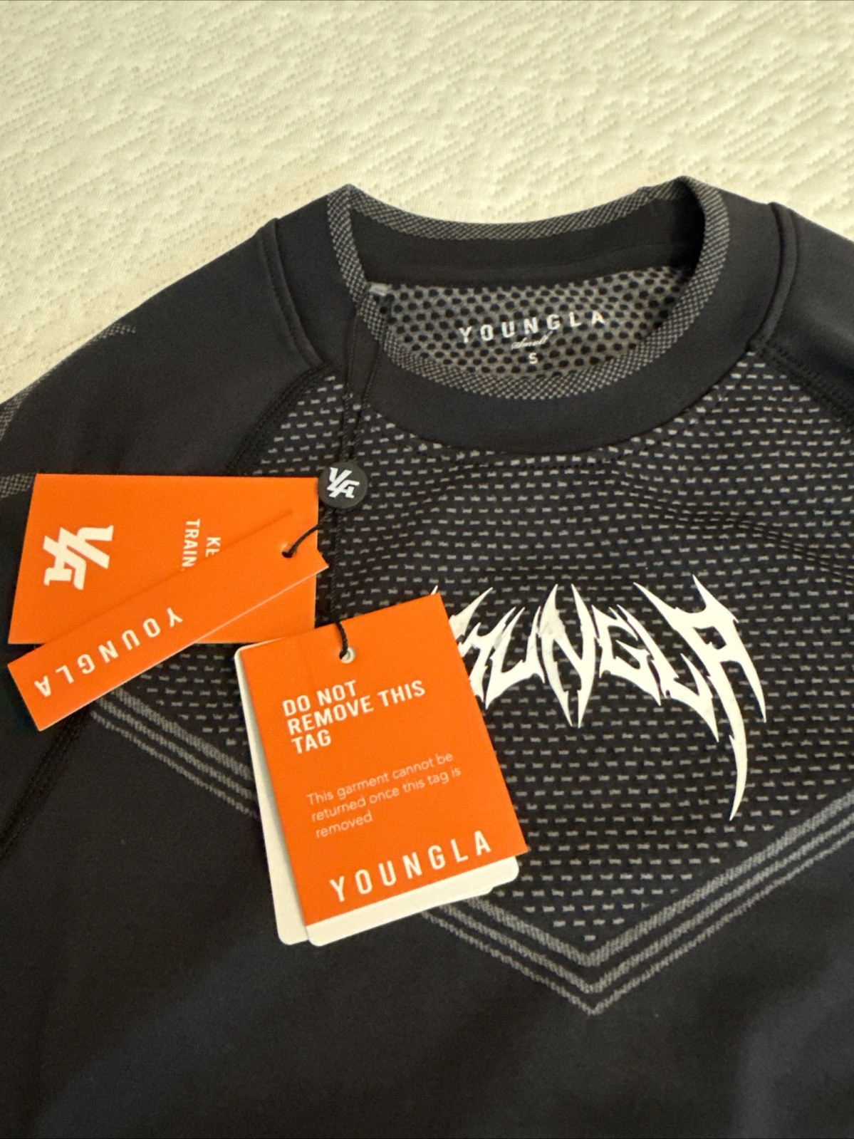YoungLA Warrior Compression Tee Men&rsquo;s S Black/Gray Short Sleeve Crew
