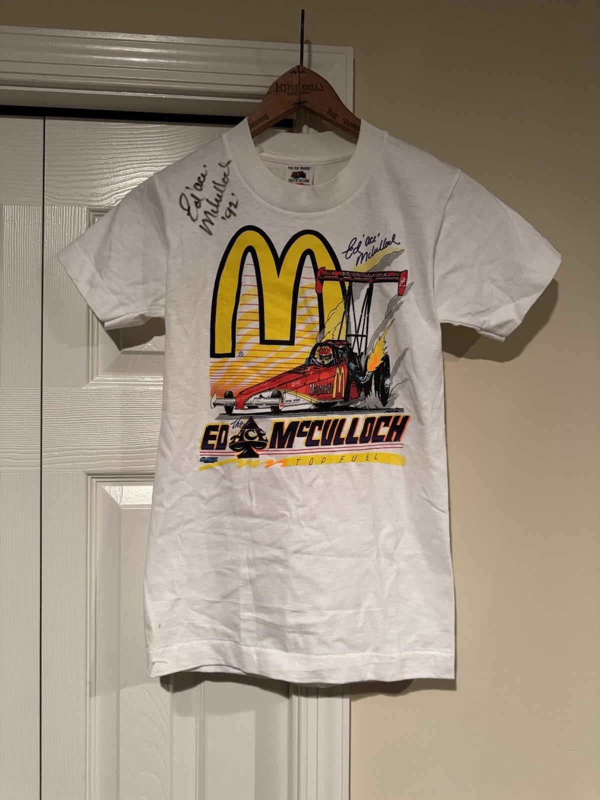 Vintage 90s Signed McDonalds Racing Ed “Ace” McCulloch Top Fuel White Tee