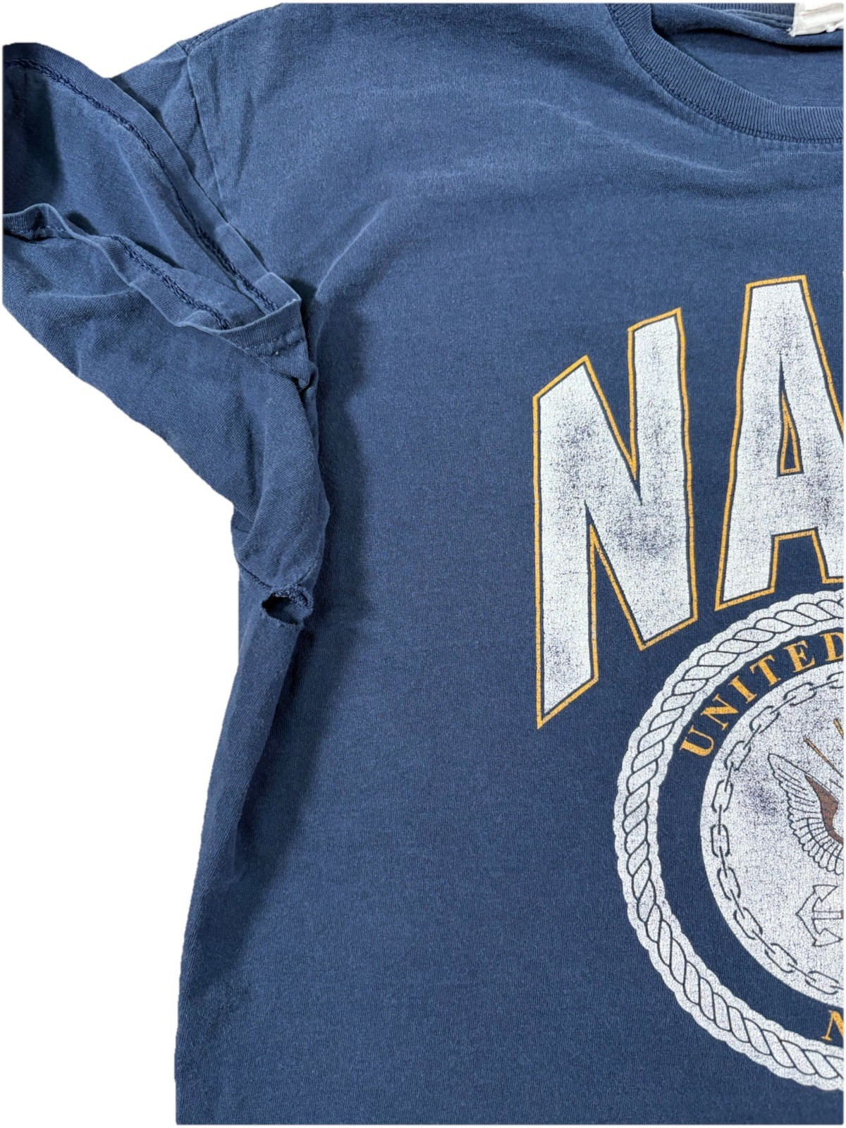 Vintage United States US Navy Tee Shirt Size Large Faded Graphic Distressed