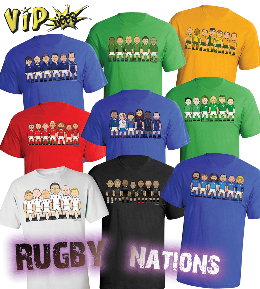 VIPwees Mens Quality Cotton TShirt Rugby Union Legends 6/Tri Nations Choose Team