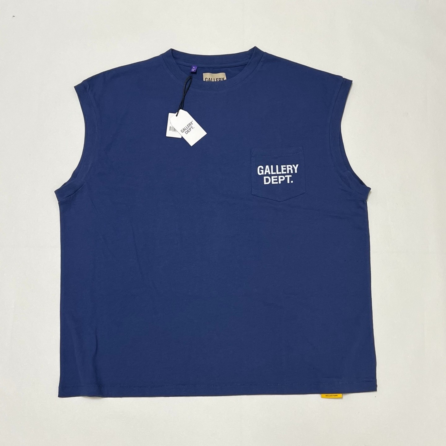 Gallery Dept Augi Sleeveless Tee Navy Mens Medium Pocket Logo NWT
