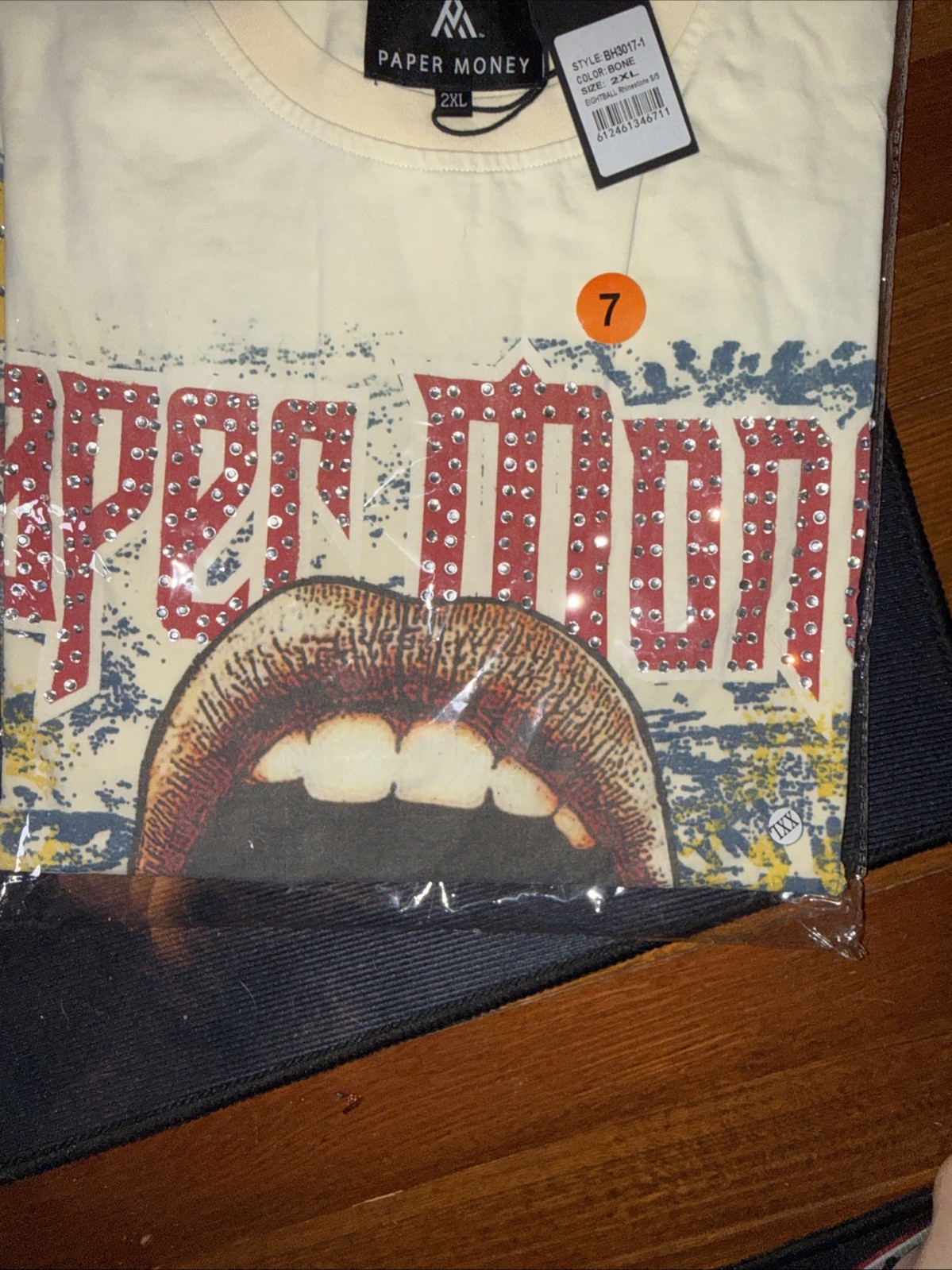 Paper Money World Tour T-Shirt Mens 2XL NWT Bone Eightball Rhinestone 🔥