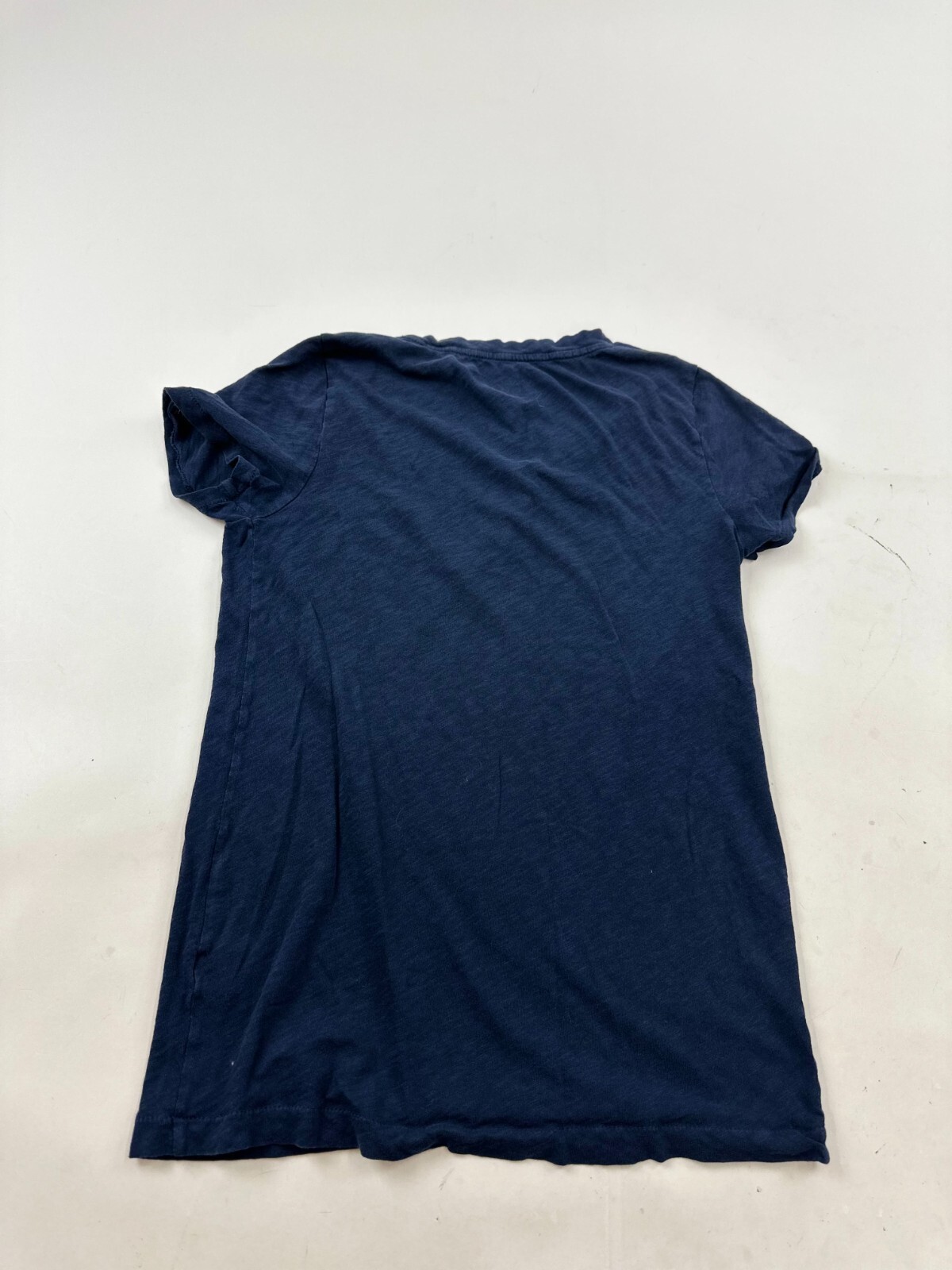 J.Crew Shirt Mens Small Navy Blue Vintage Cotton Short Sleeve V-Neck Classic Fit