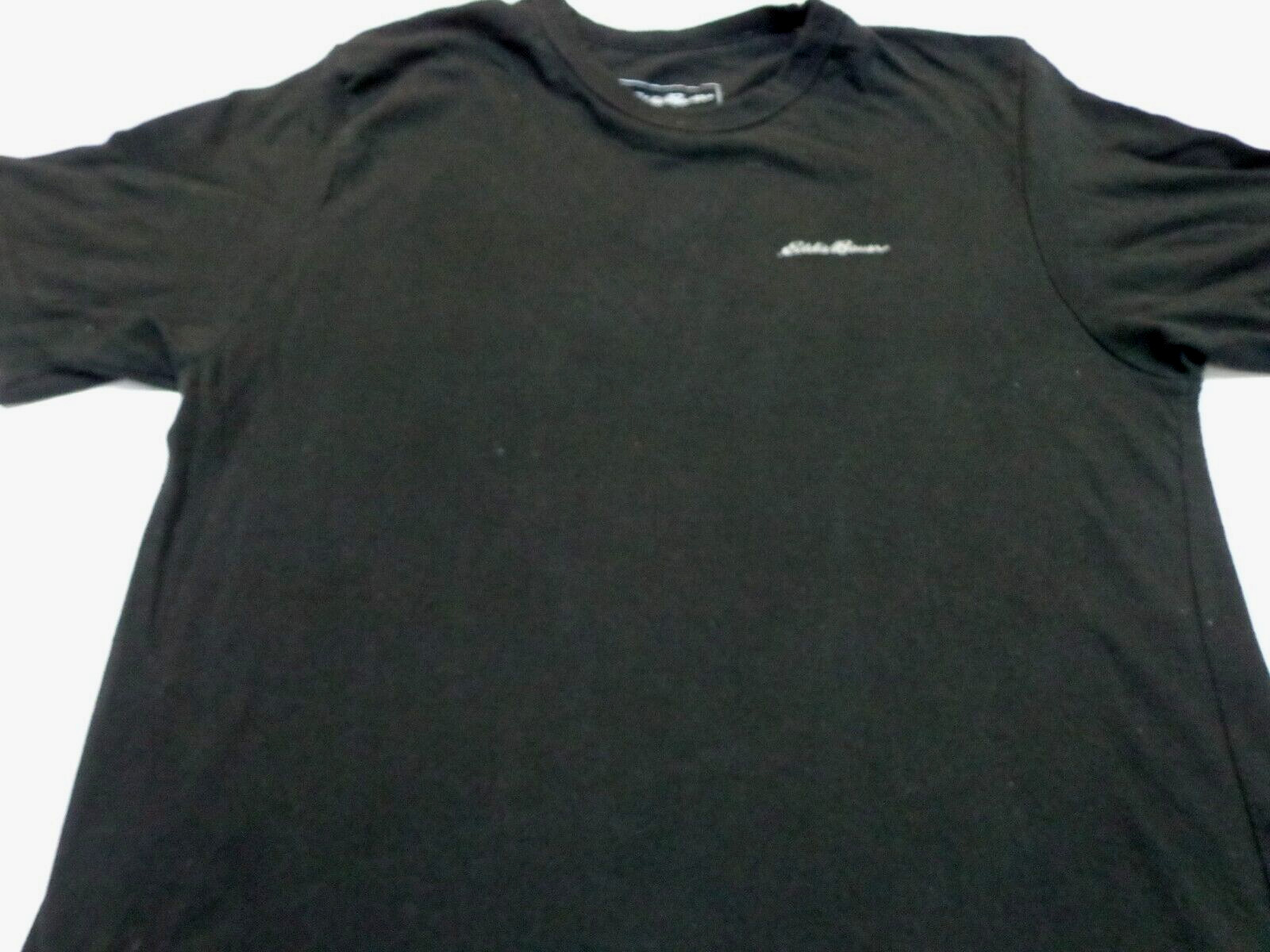 Eddie Bauer Mens Solid Black T Shirt Size Large FITS TIGHT FLAWS