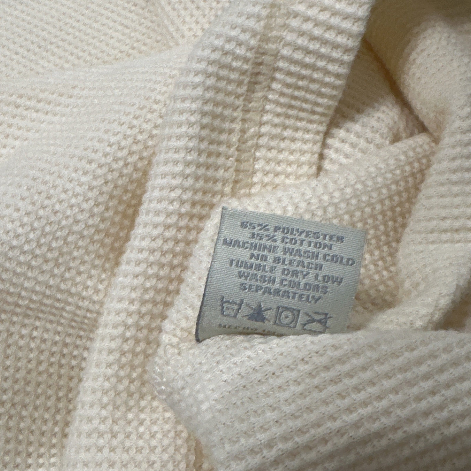 DIXXON Flannel Cream Soft Waffle Knit Long Sleeve Thermal Shirt Mens L