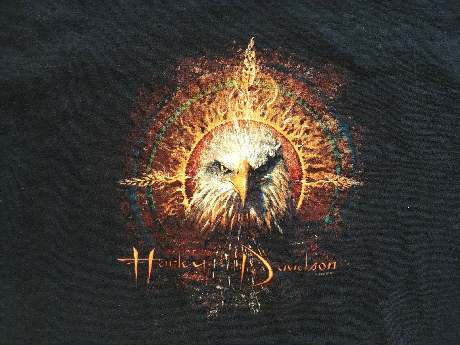 VTG Pacific Harley Davidson T Shirt Honolulu Fire Eagle 1996 & 03 Men&rsquo;s XL Black