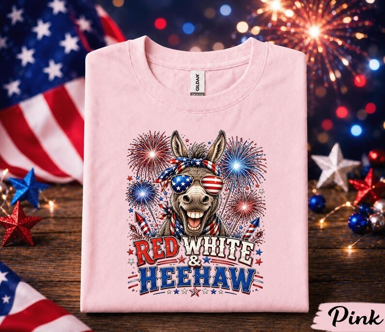 4th of July Donkey Shirt, Red White and Heehaw Tee, Patriotic Donkey Forth