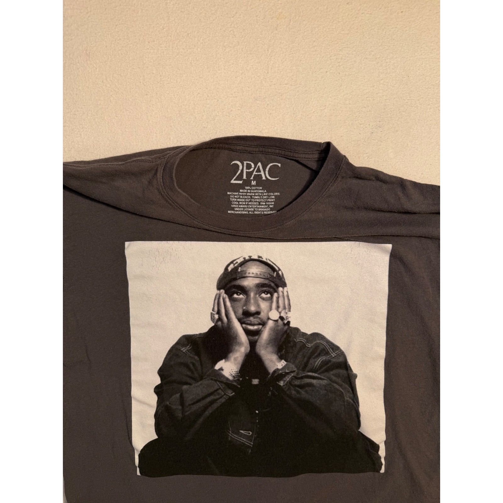 2Pac Tupac Shakur Graphic T-Shirt Charcoal Gray Mens Medium Rap Tee Hip Hop