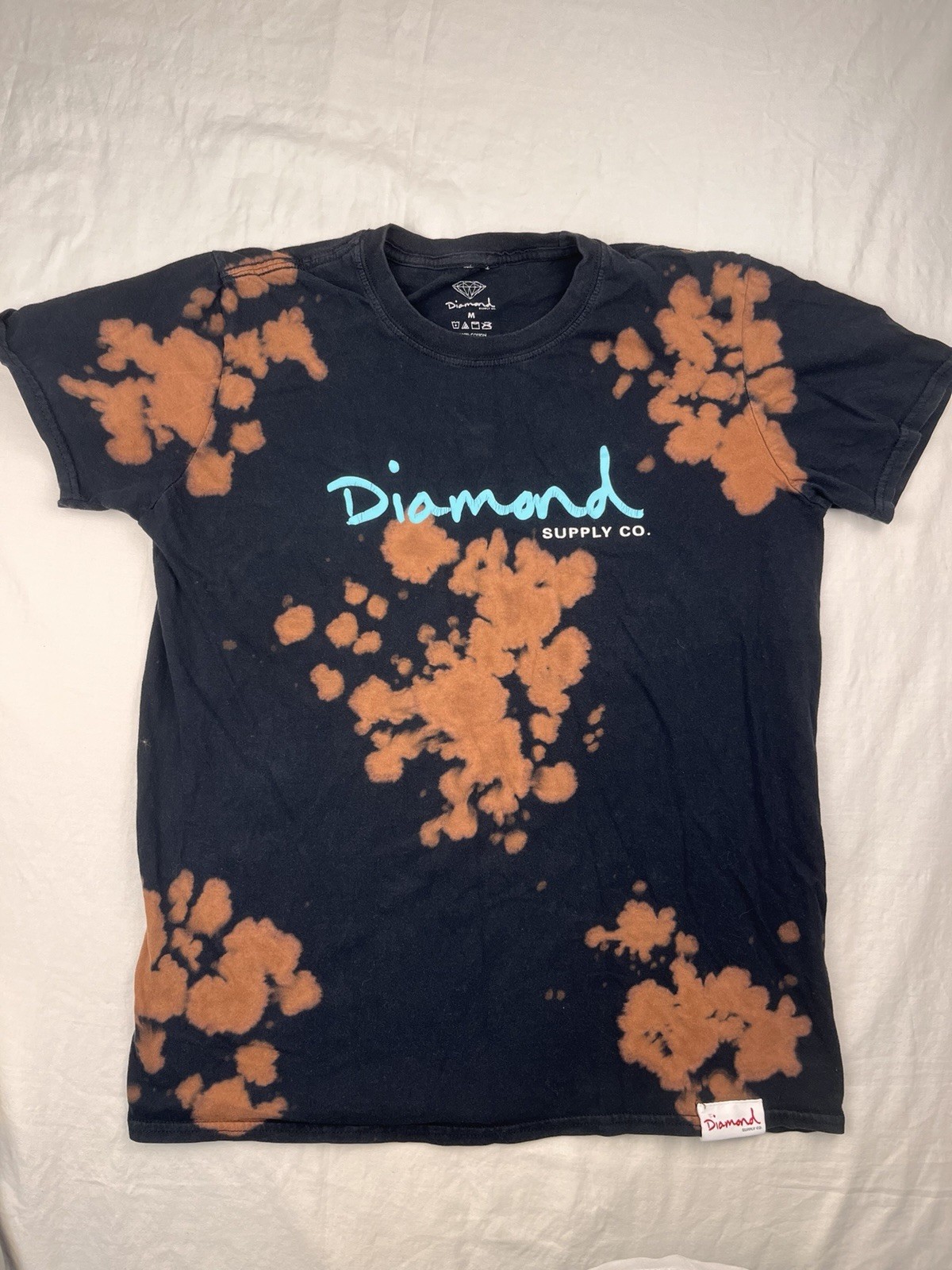 Diamond Supply Co Men&rsquo;s Medium Black Bleach Dye Design Graphic Tee