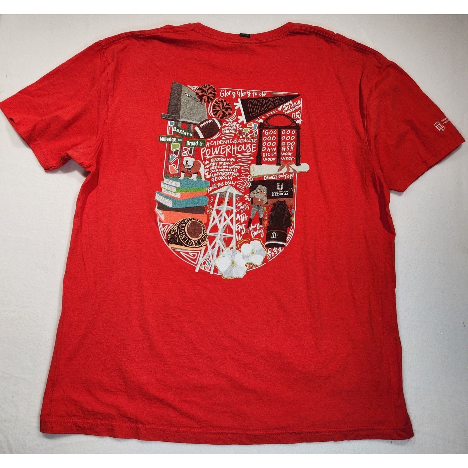 UGA University of Georgia Bulldogs Graphic T-Shirt XL Red Campus Dawgs Alumni