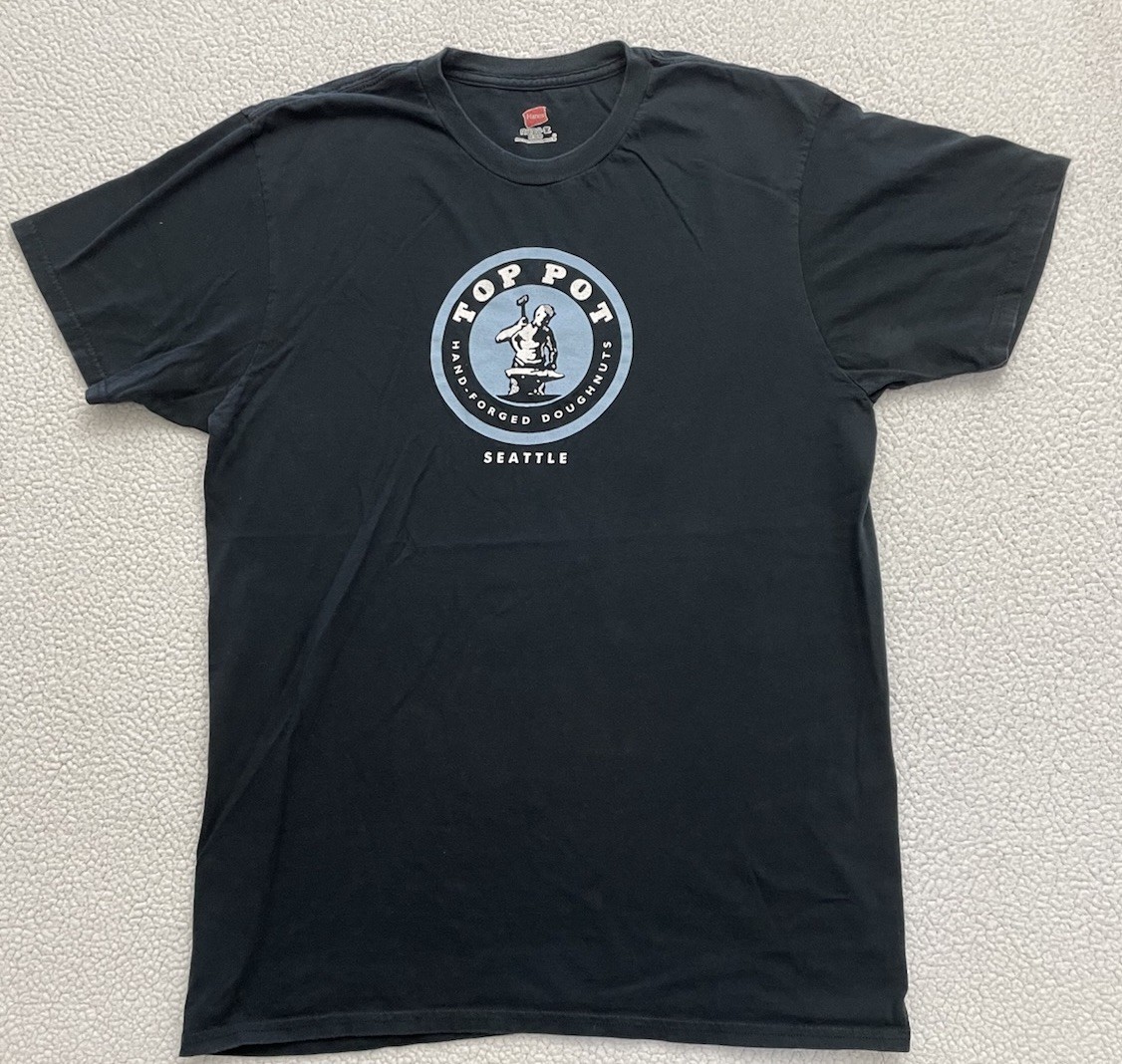 Top Pot Doughnuts Tshirt Seattle Men’s Medium Black B23