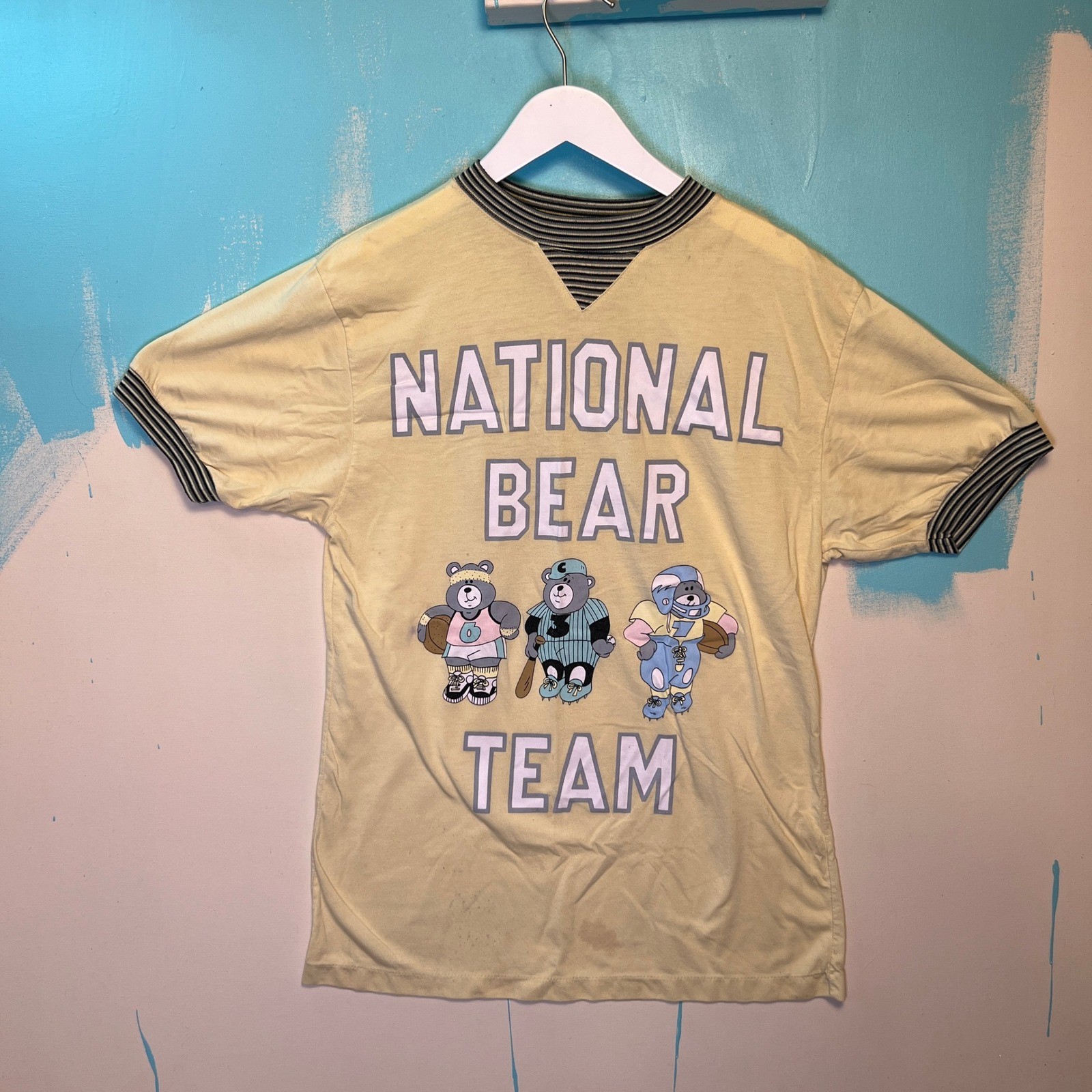 Vintage Energie Sleep Shirt 1986 National Bear Team Oversized OSFA S 18.5x29in