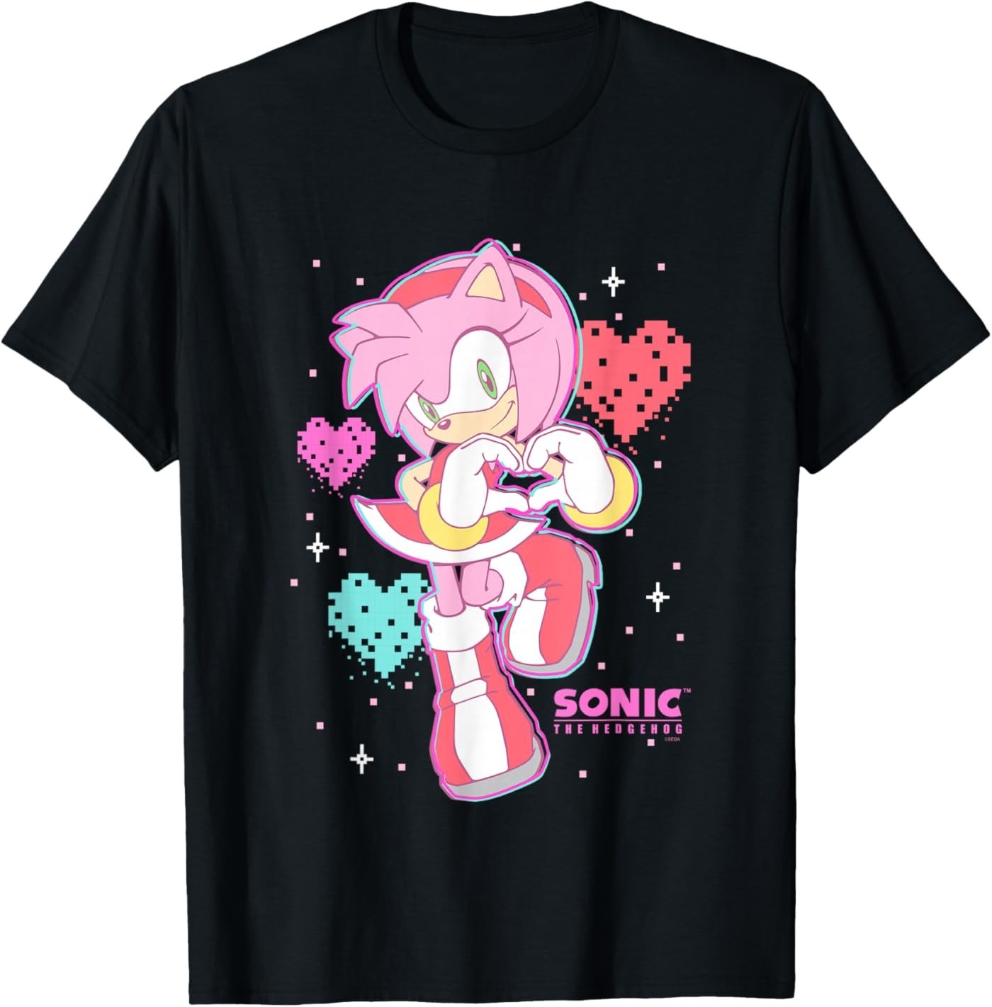 Sonic The Hedgehog Valentine&rsquo;s Day Cute Amy Rose Retro Logo T-Shirt