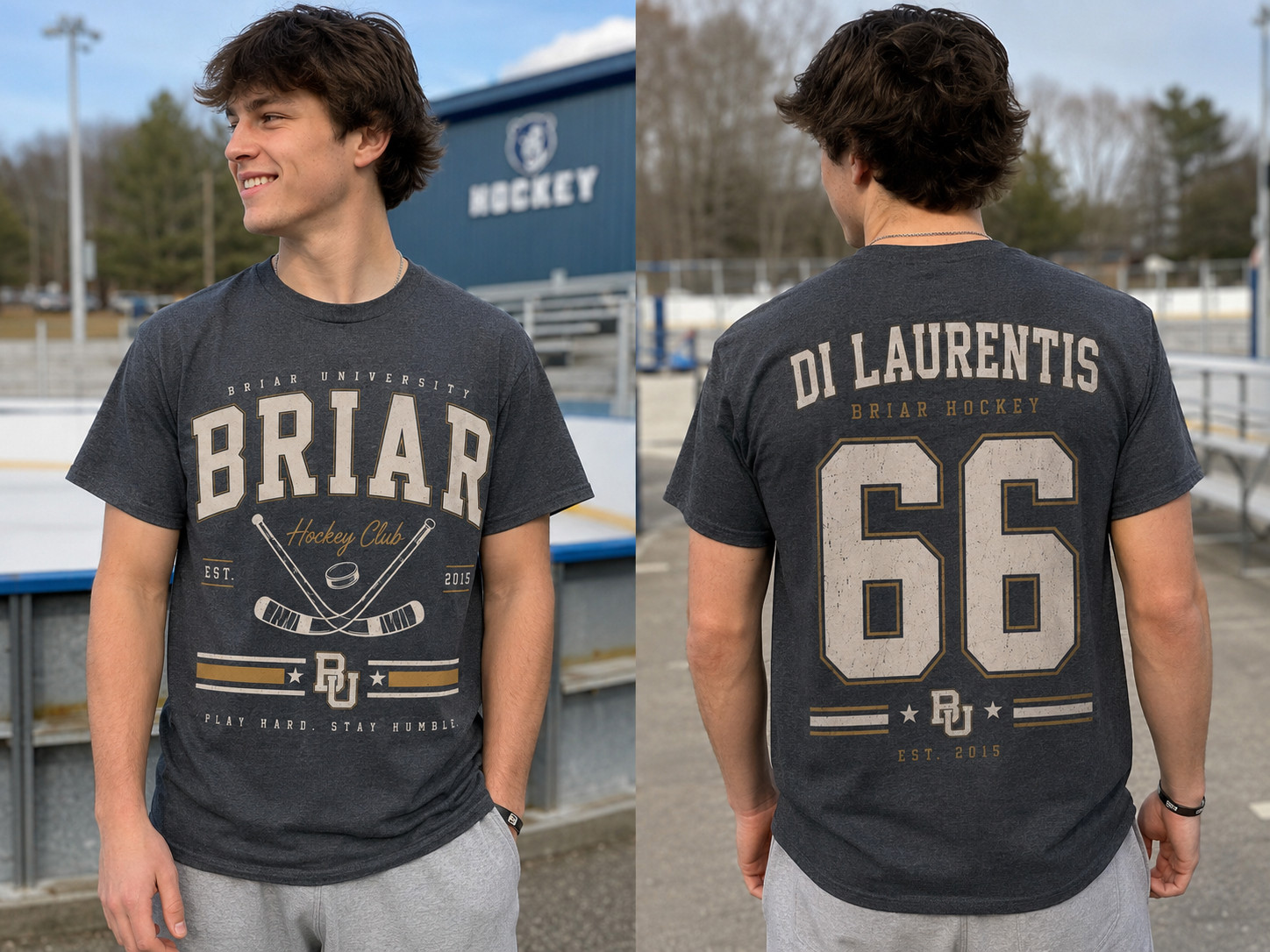 Vintage Varsity Hockey Club Shirt 66 College Sports Graphic Tee