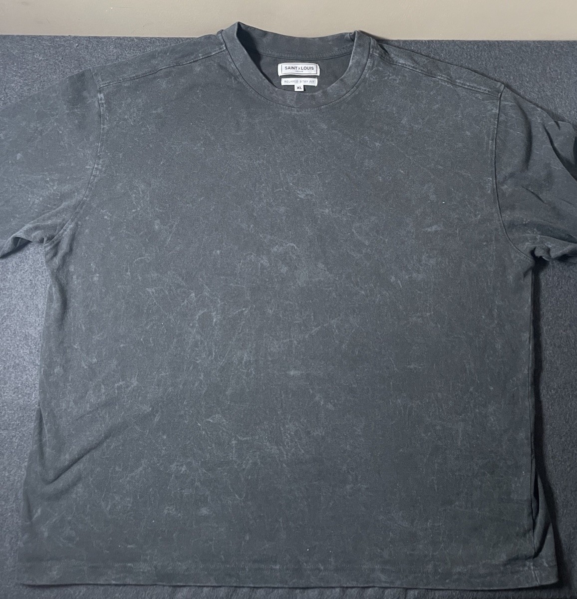 SAINT x LOUIS Men&rsquo;s Relaxed Boxy Fit Black Crew Neck T-Shirt Solid XL