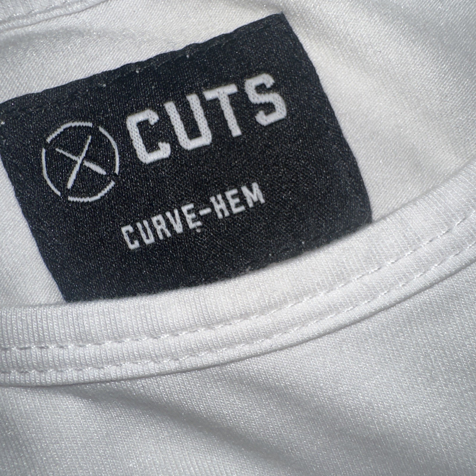 CUTS Shirt Curve Hem Mens Large Long Sleeve Crew Neck Preppy Stretch Preppy