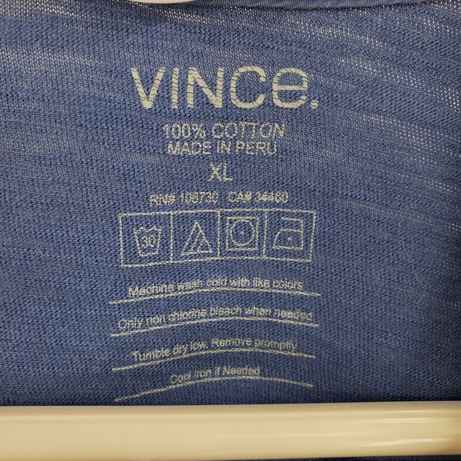 Vince Mens Blue Long Sleeve Cotton Slub Henley Shirt XL Casual Everyday