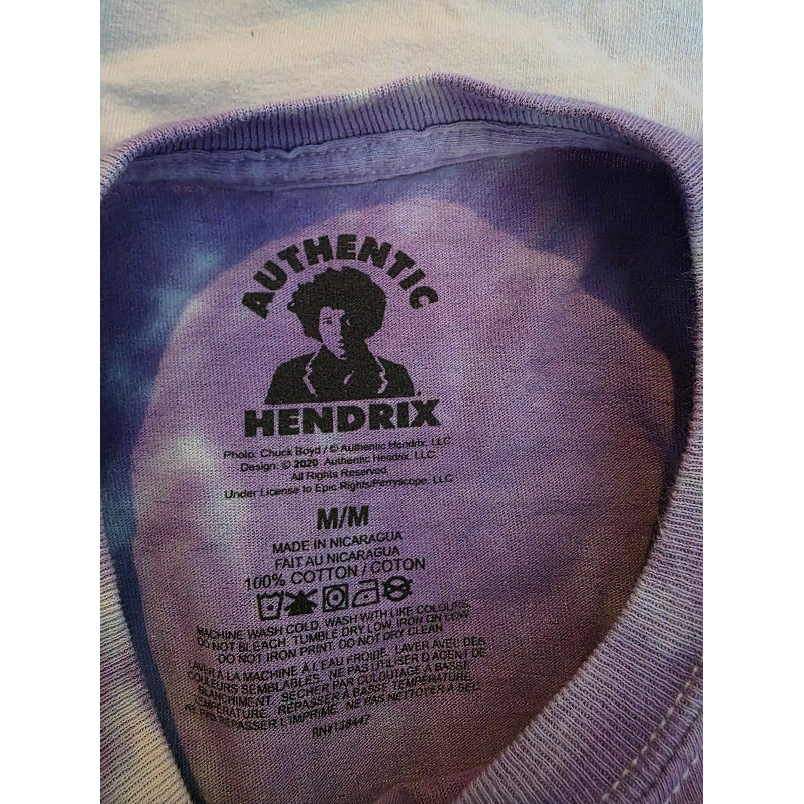 Authentic Hendrix Jimi Hendrix Experience Tour 68 Tie Dye T-Shirt Purple Mens M
