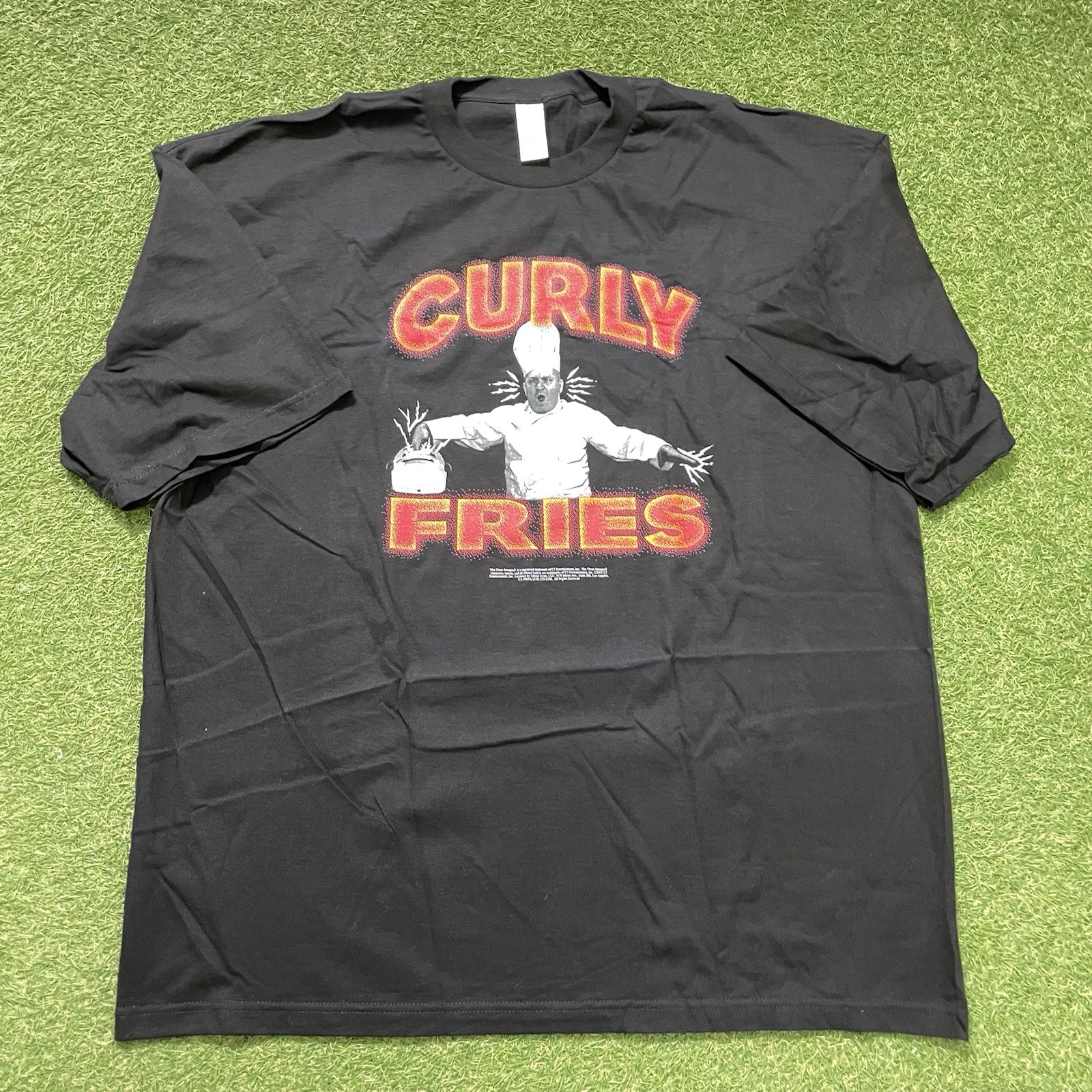 Vintage 1997 The Three Stooges Moe Curly Fries Black Single Stitch T Shirt 3XL