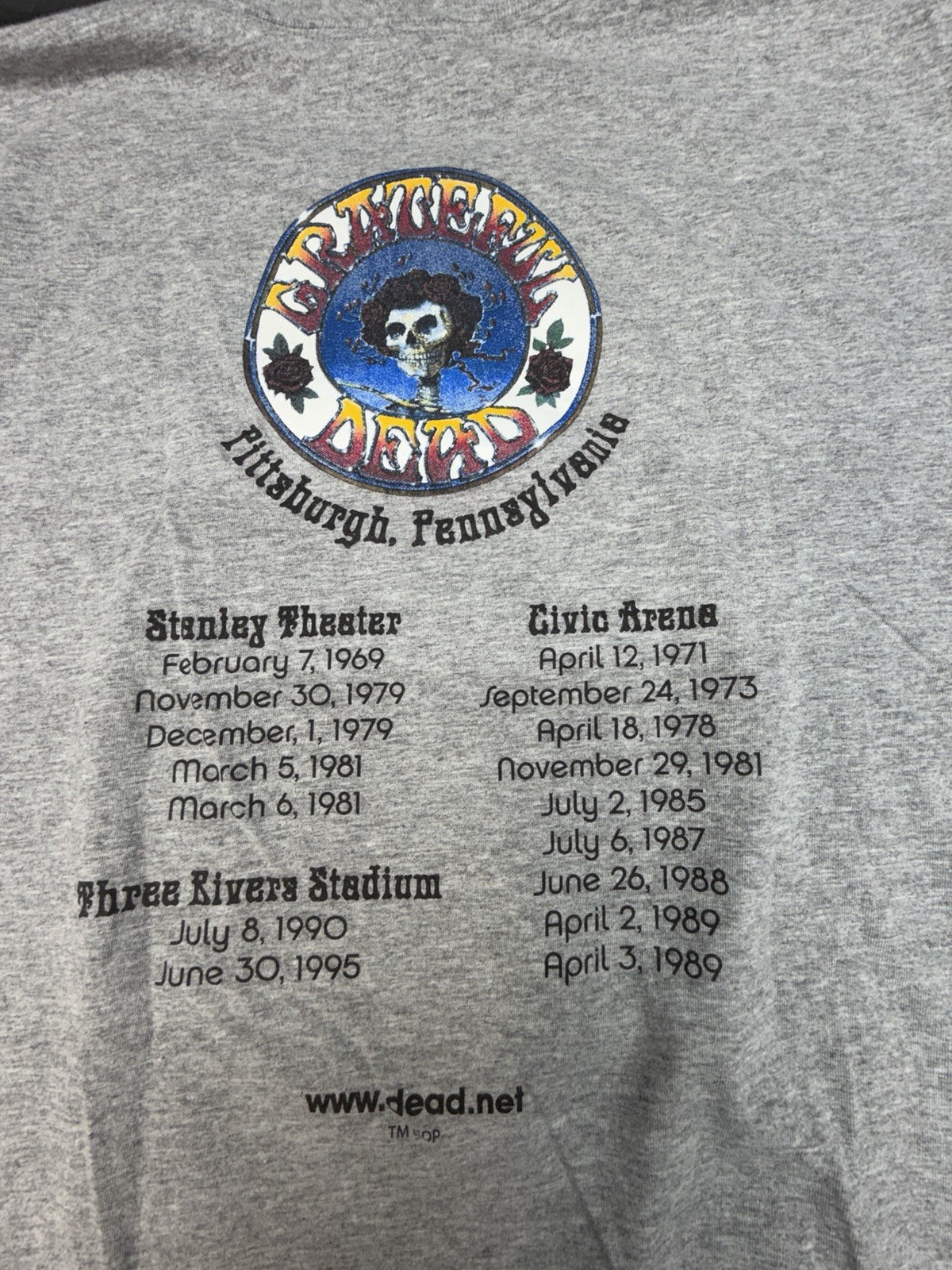 Pittsburgh Pirates Grateful Dead Tribute Night PNC Park T Shirt XL Gray Concert