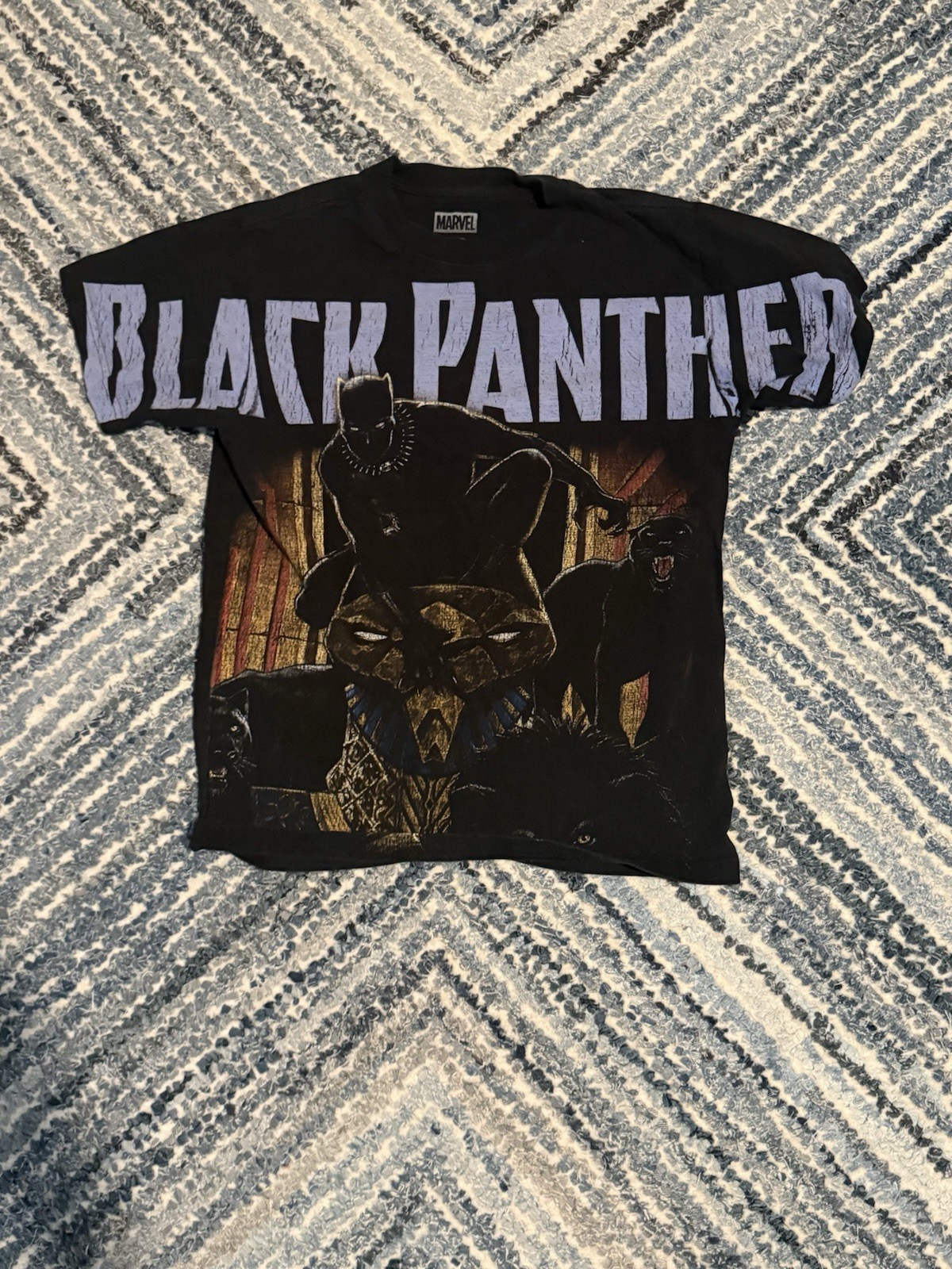 Marvel Black Panther Graphic Print Men&rsquo;s T-Shirt Size L Black