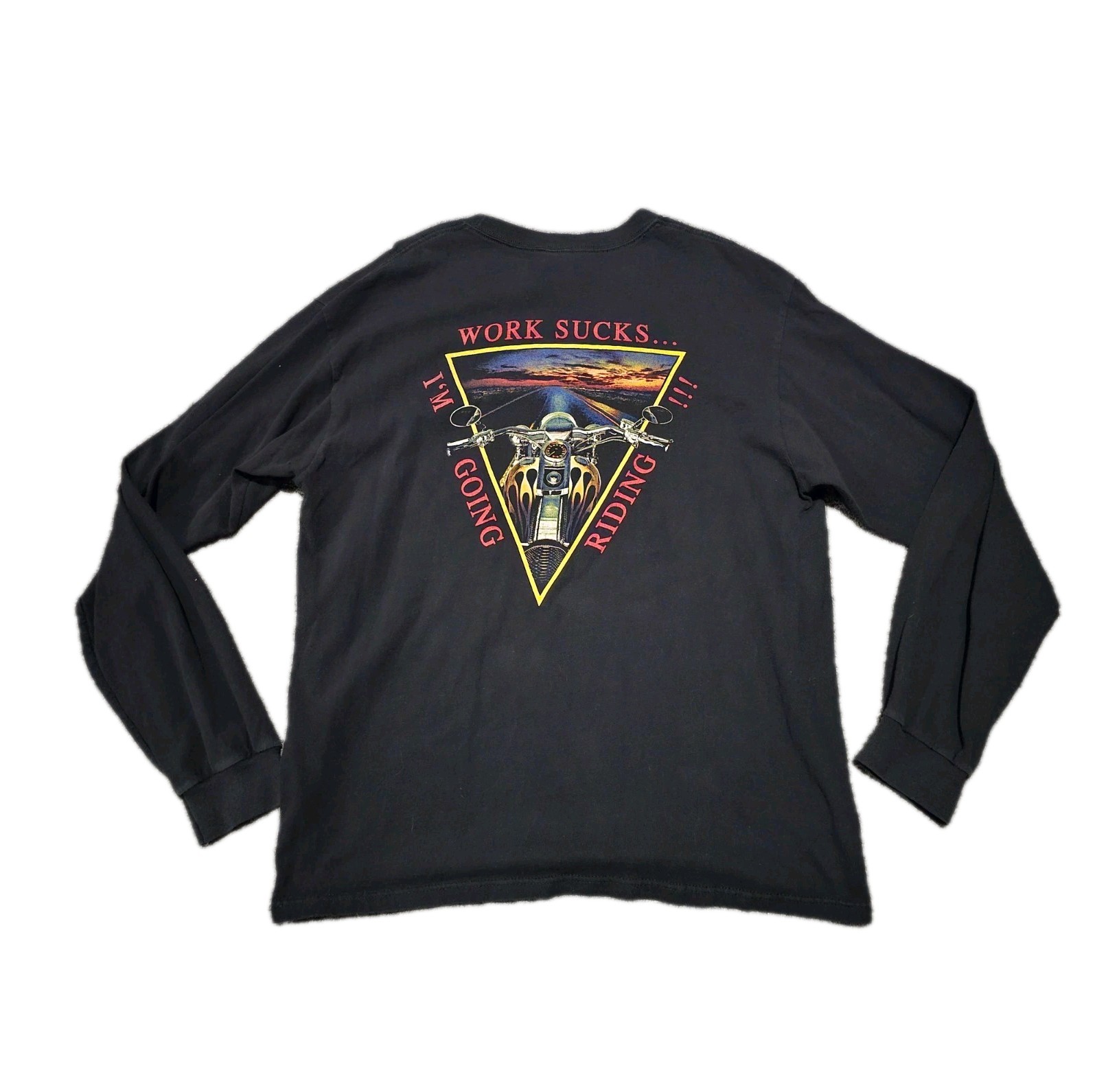 Vintage Harley Motorcycle Work Sucks I&rsquo;m Going Riding Jackson Hole T-Shirt Sz L
