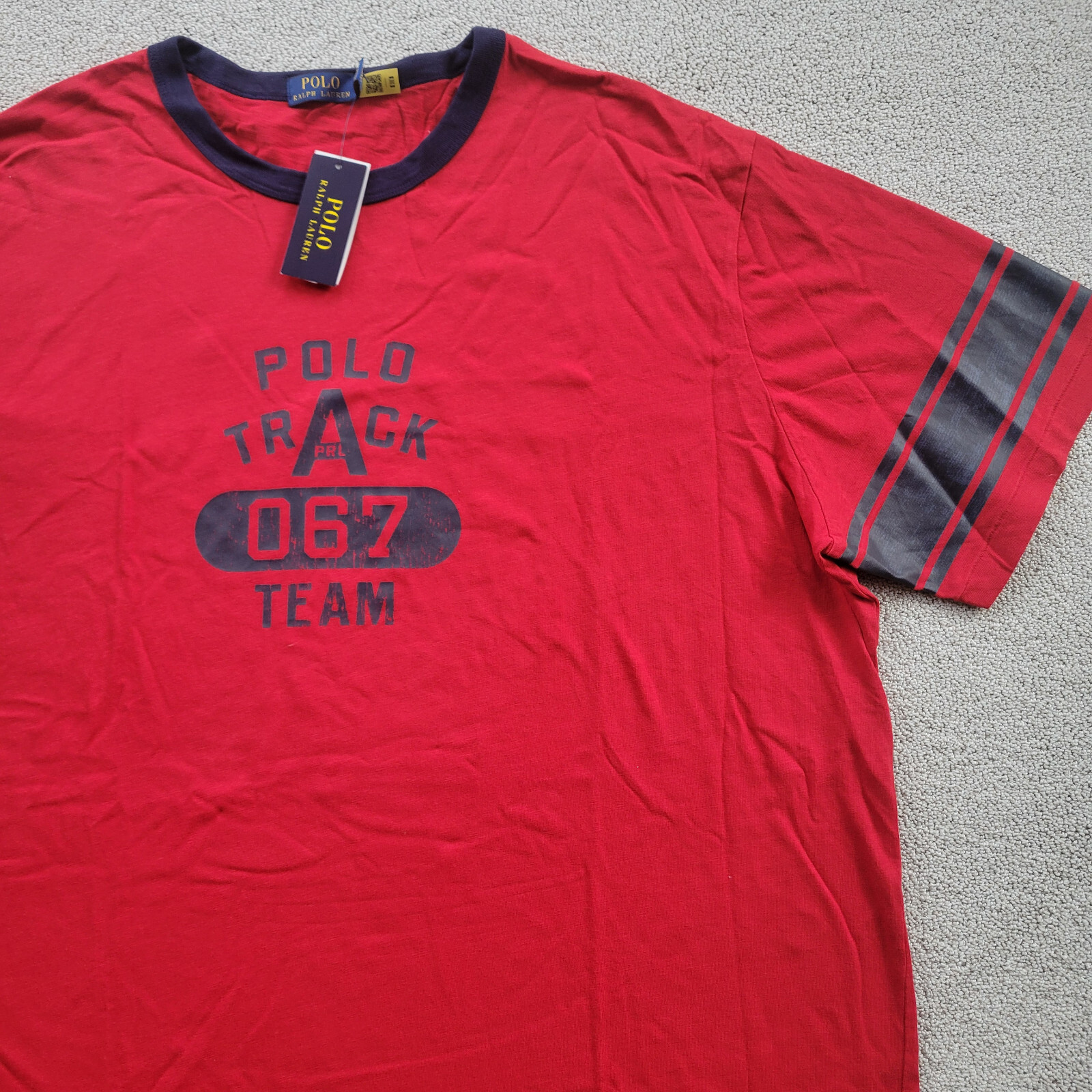 Polo Ralph Lauren Men Track Team Varsity Red Tee Big & Tall XLT New