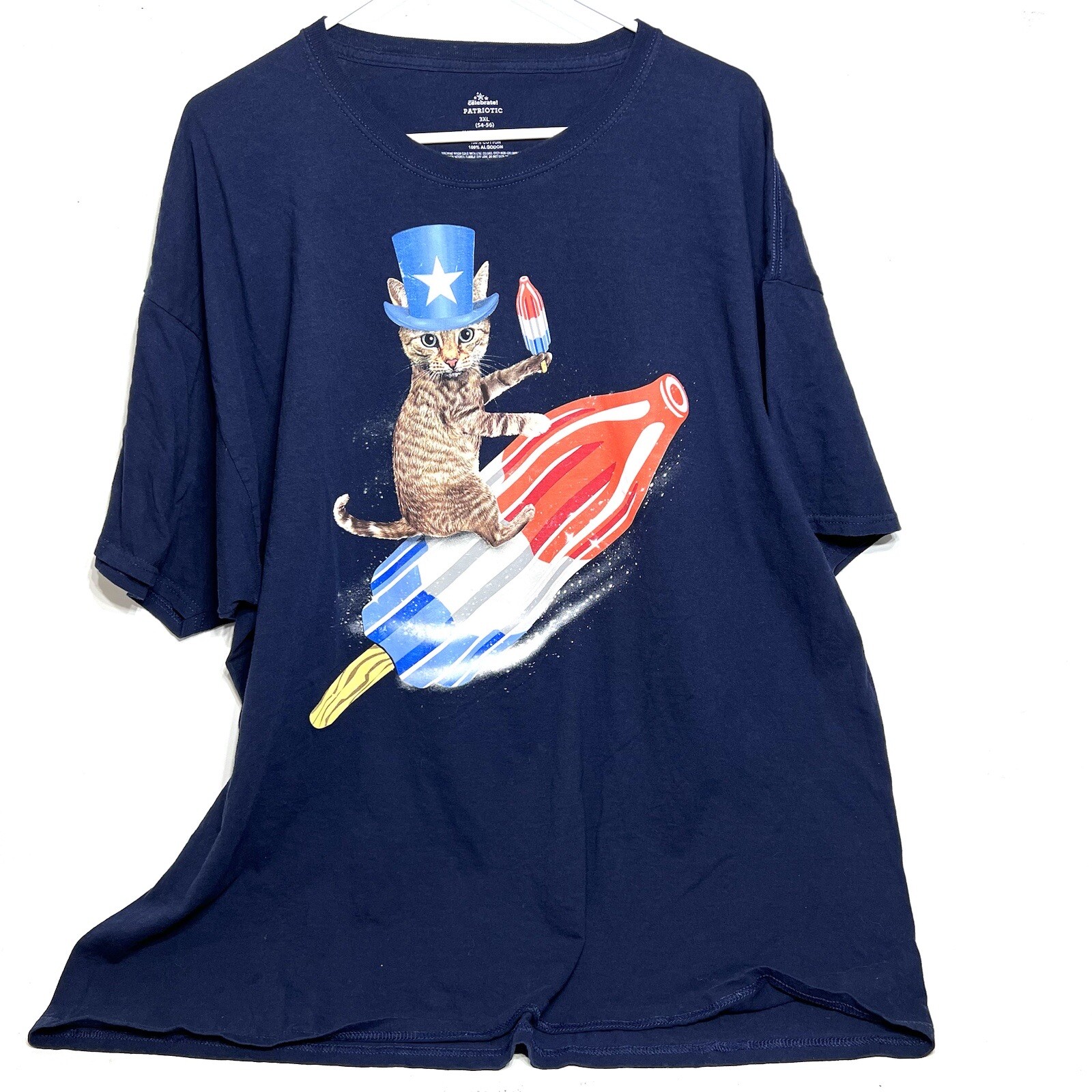 Way To Celebrate Patriotic Womens T Shirt Size 3XL Blue