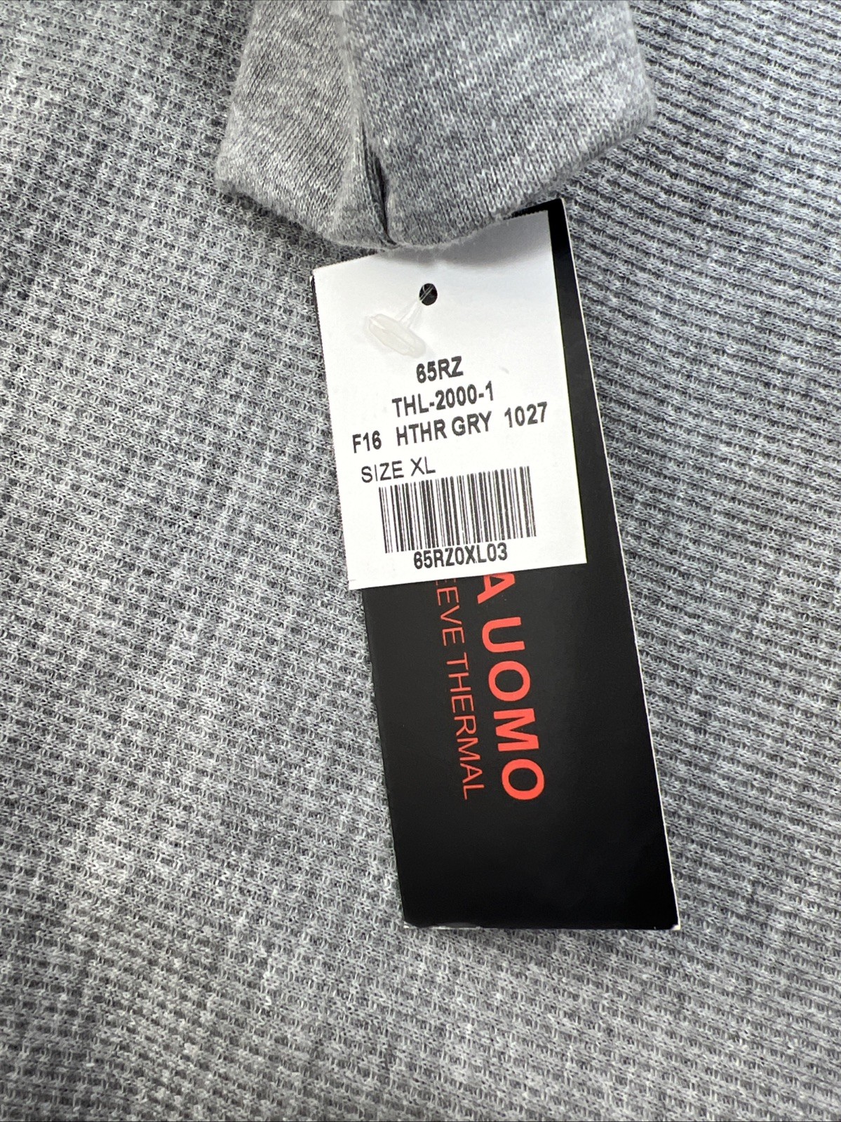 NWT Linea Uomo Gray Waffle Knit Thermal Crew Neck Size XL