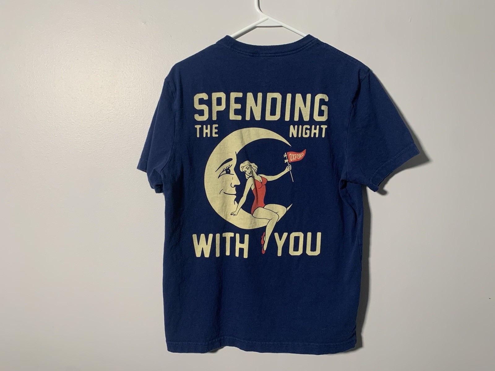 J.Crew x Oxford Pennant Men&rsquo;s M Navy Cotton Graphic Print T-Shirt Moon Art