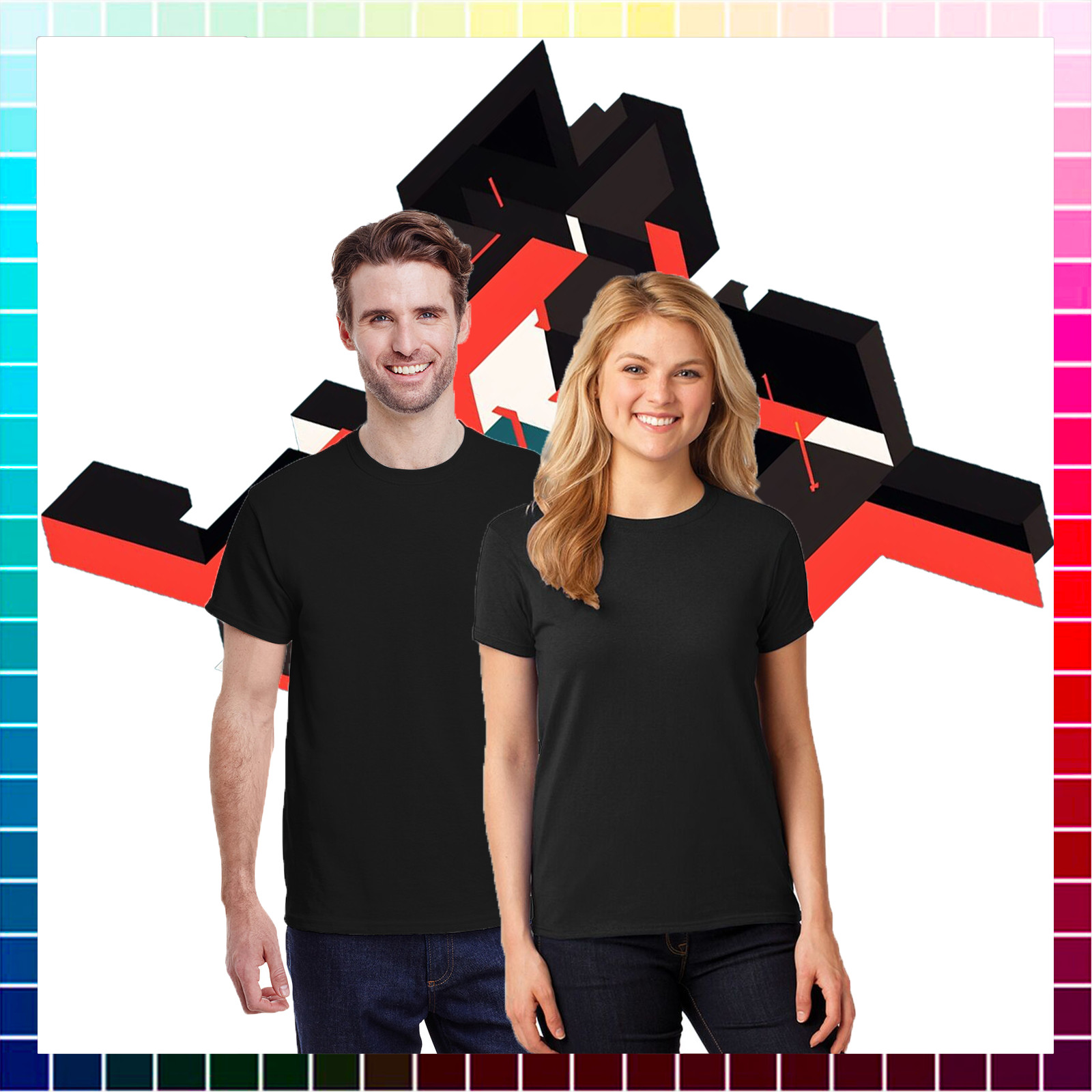 NEW LARGE Black Gildan Heavy Cotton 100% Cotton T-shirt G500 G5000