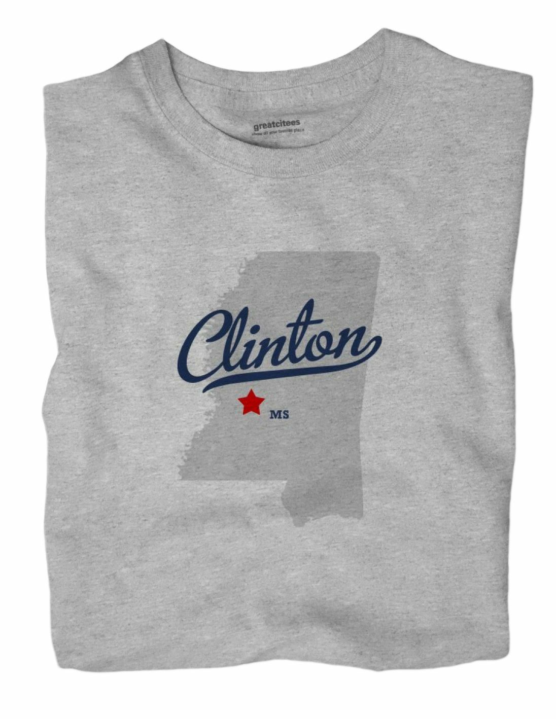 Clinton Mississippi MS T-Shirt MAP
