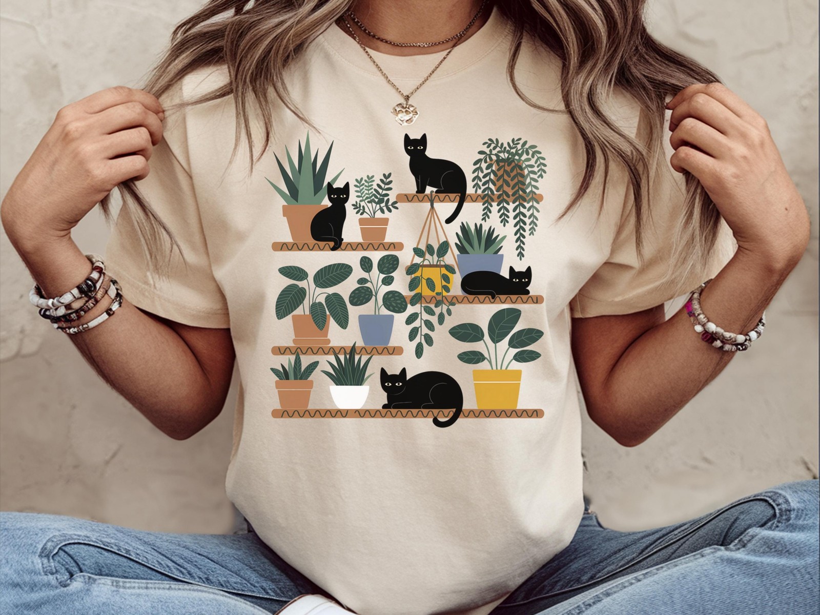 Cats and Plants Shirt Cat Lover Gardener Gift Succulent Plant Lady Tee