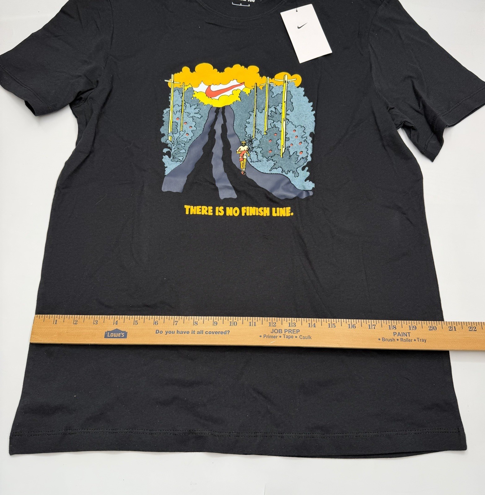 NIKE RUNNING No Finish Line Tee MEN&rsquo;S BLACK YELLOW T-SHIRT Size Large NWT