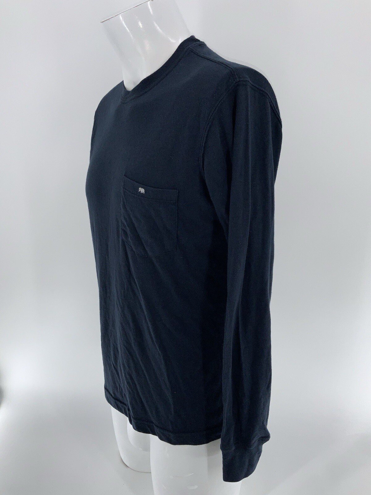 The Normal Brand Pocket T-Shirt Long Sleeve M Navy Cotton Poly Rayon YGI U4-104