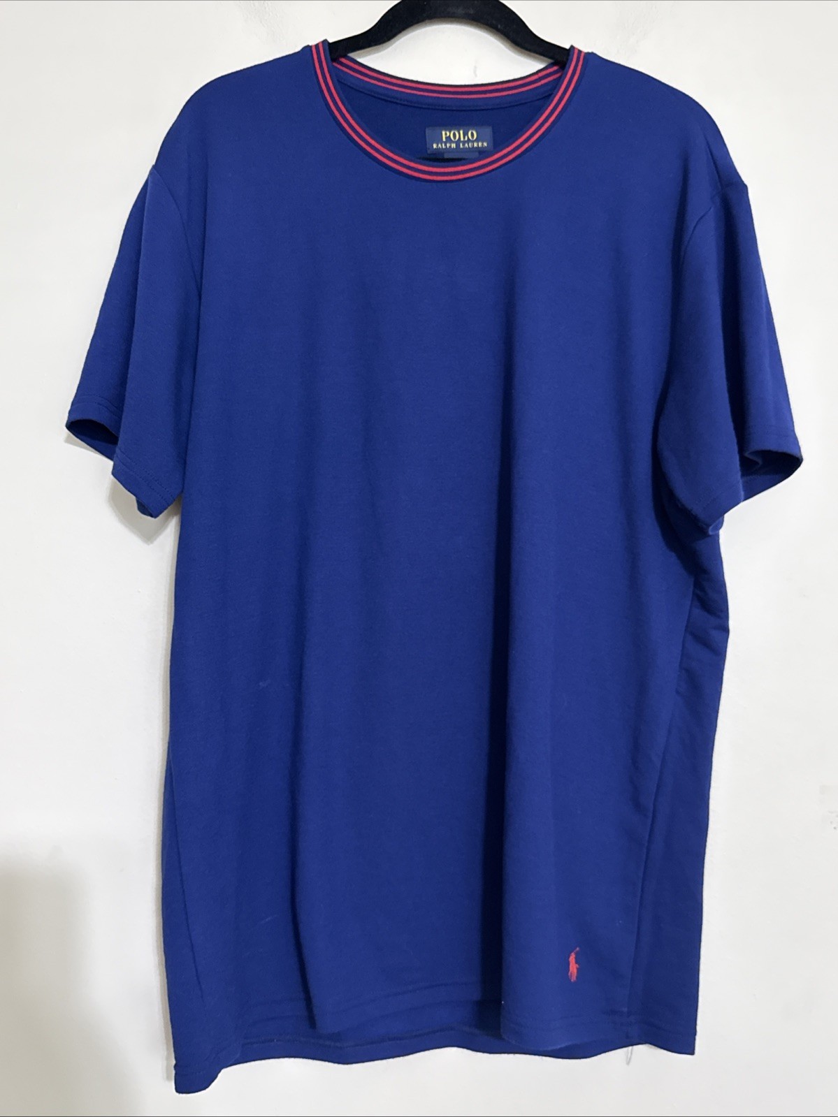 POLO RALPH LAUREN men t shirt large BLUE CASUAL BEACH OFFICE PULL ON CREW NECK