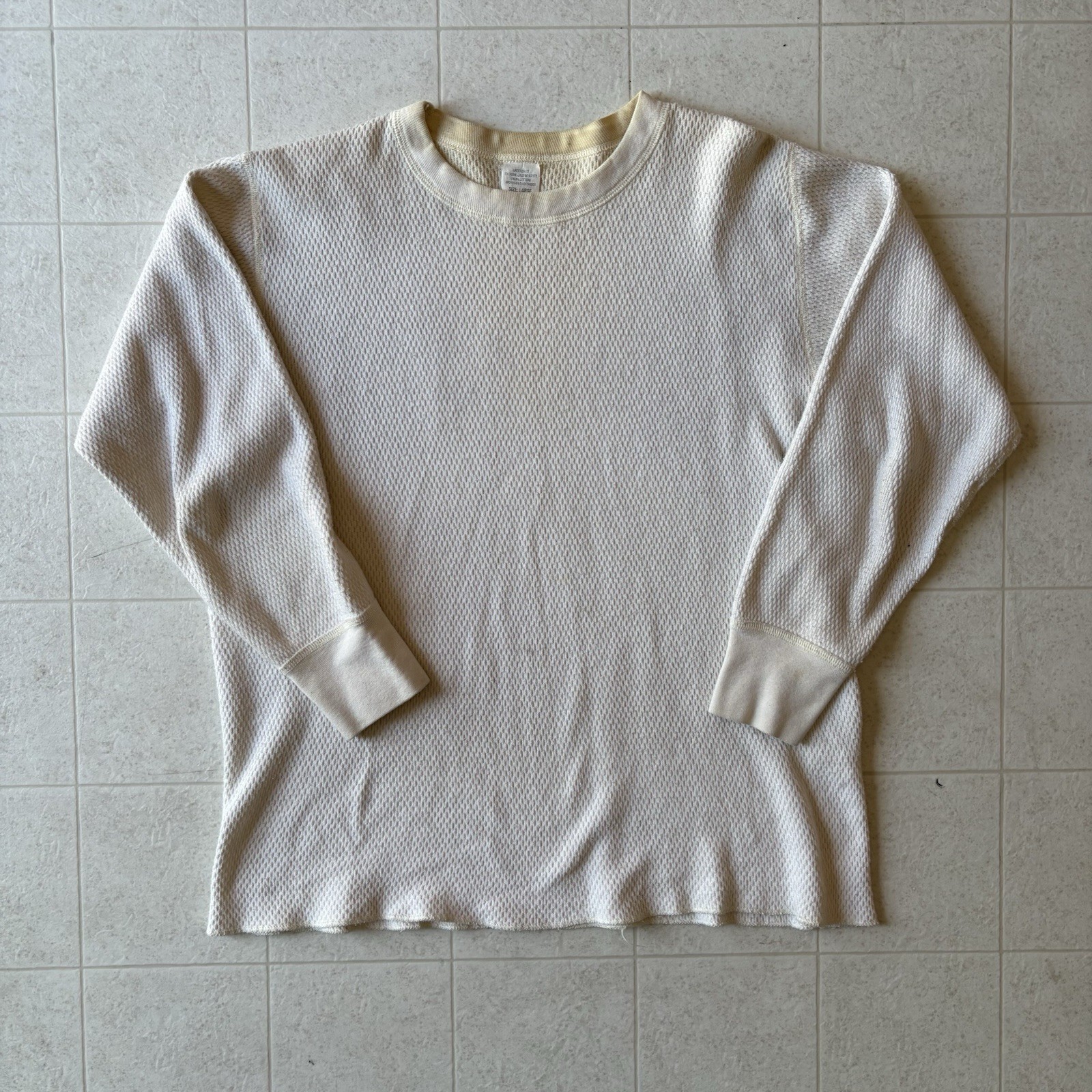 VTG 1970s Military Waffle Knit Thermal Shirt Men’s Large Made In USA Surplus