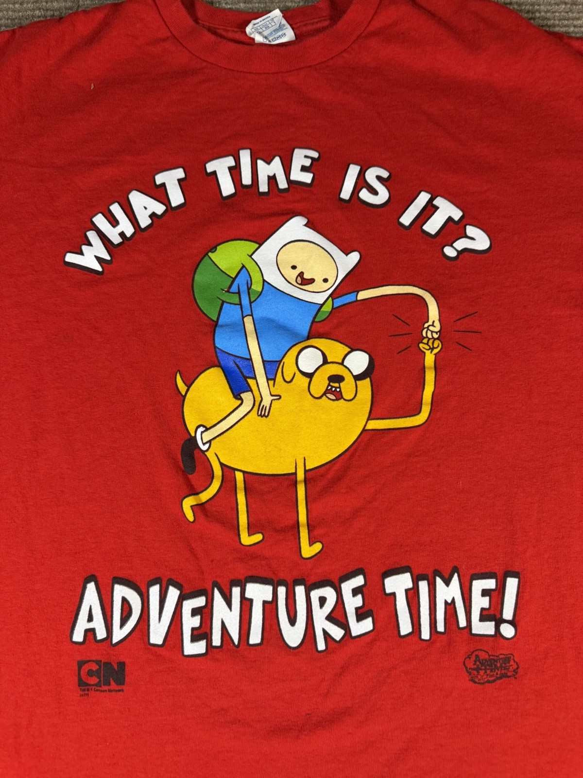 2011 Adventure Time Shirt Size XL Cartoon Network Red What Time Is It Finn Jake
