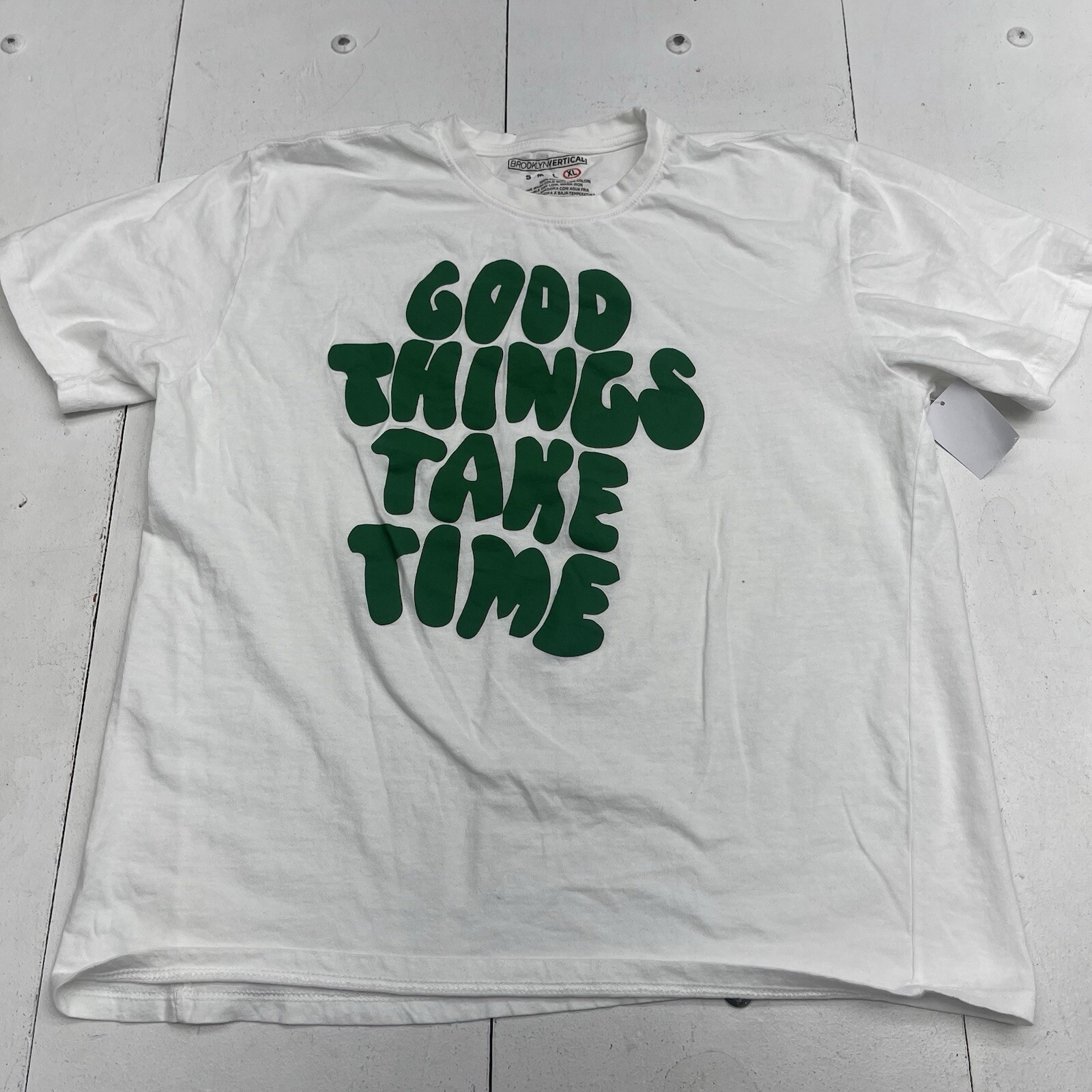 Brooklyn Vertical White Good Things Take Time T Shirt Mens Size XL
