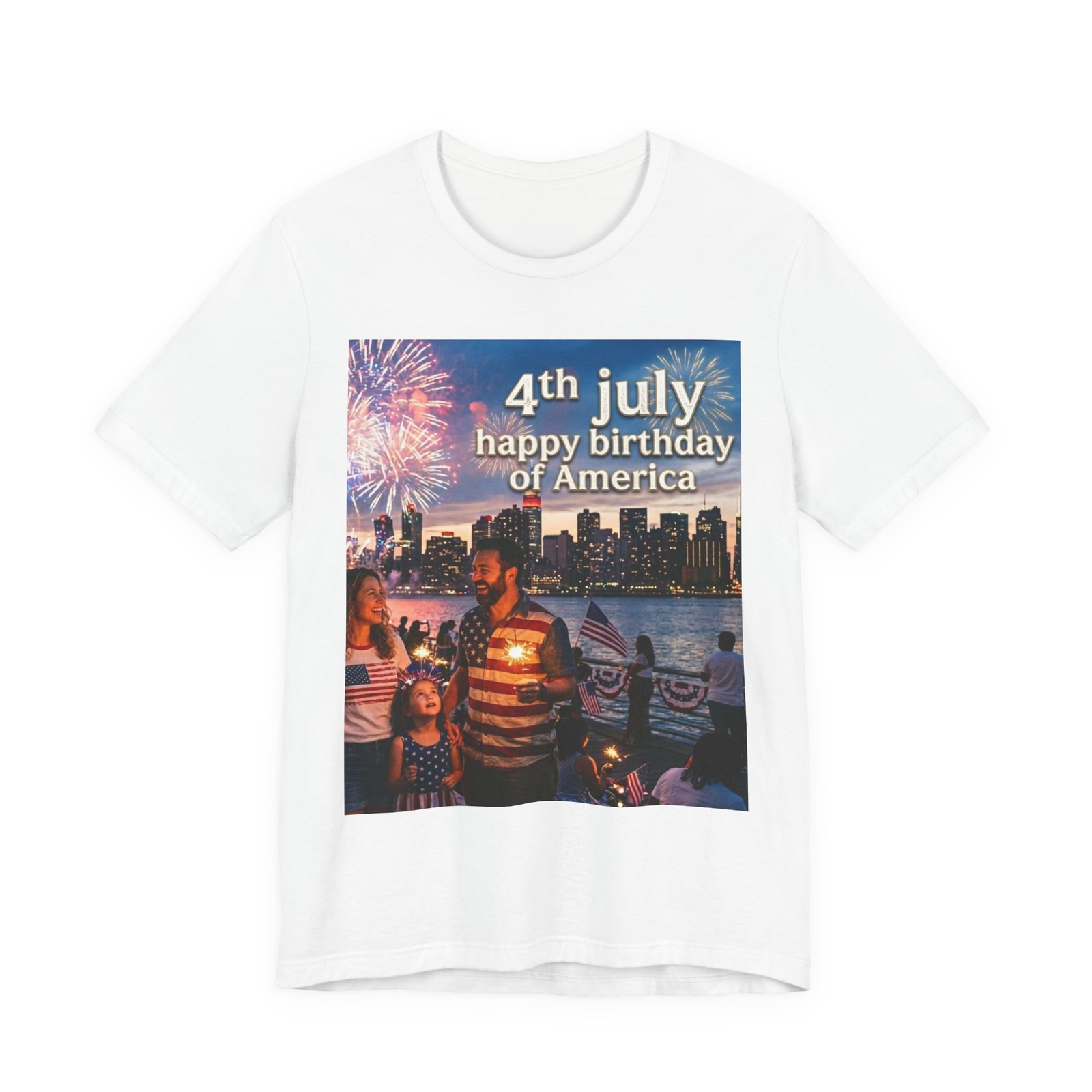 4th July Happy Birthday of America T-Shirt | Independence Day fireworks skyline