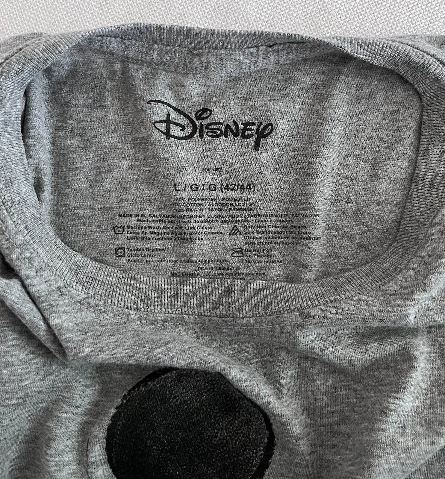 Vintage Mickey Mouse Heather Gray Tee Shirt Size Large 42/44 Unisex