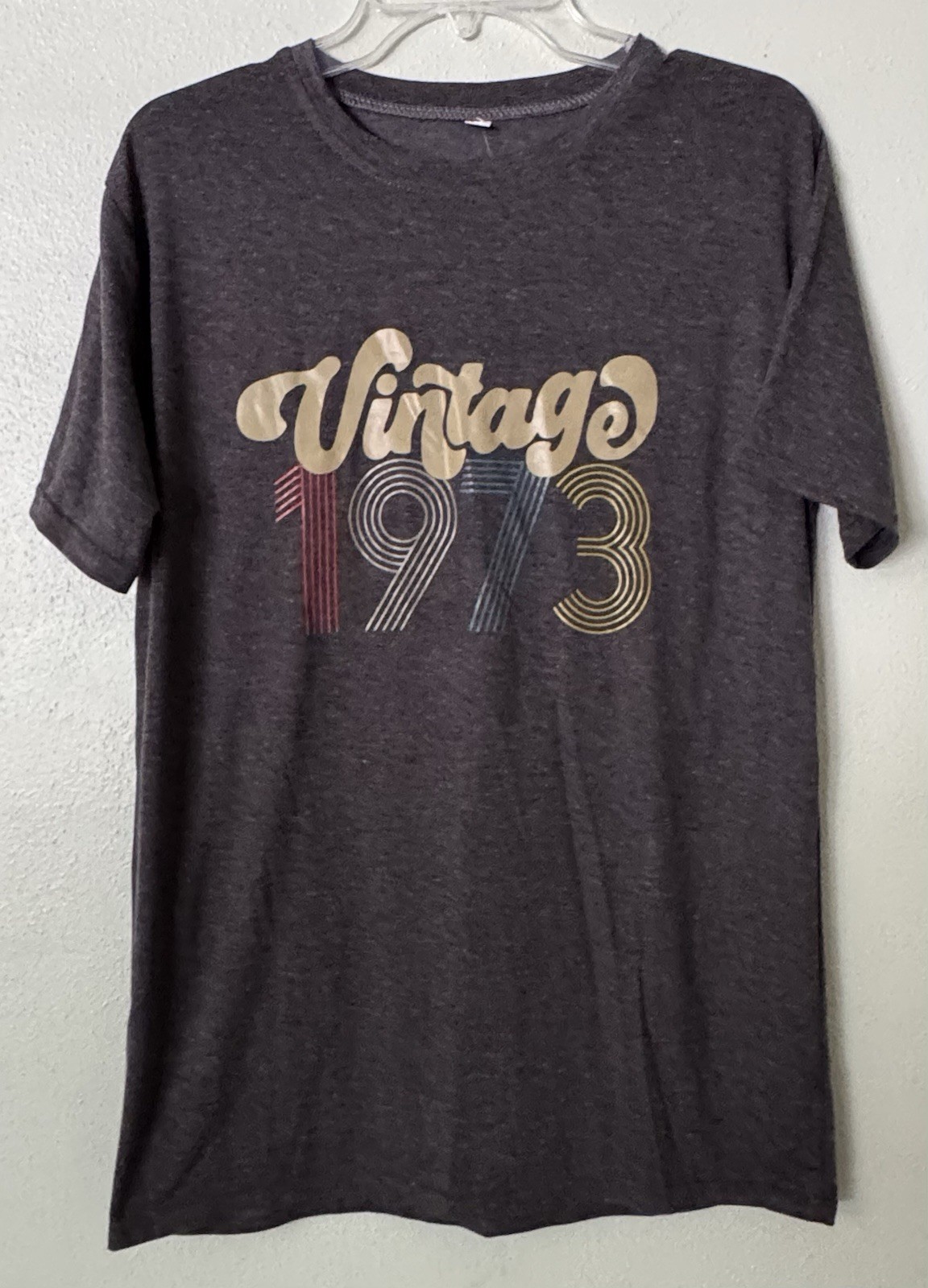 Vintage 1973 Retro Graphic T-Shirt Men’s L Gray Birthday Year Tee NWOT