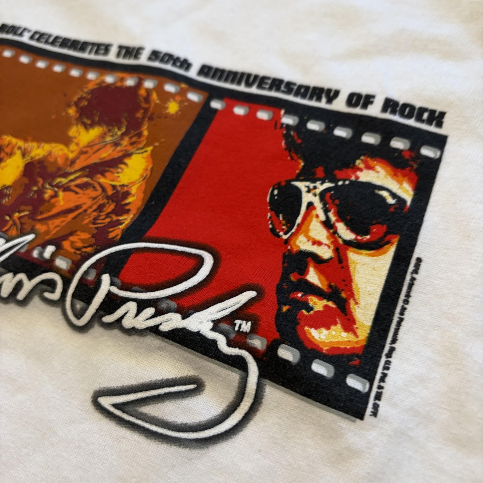 Elvis Presley Shirt Mens 2XL White Alstyle 50th Anniversary Rock Ringer T-Shirt