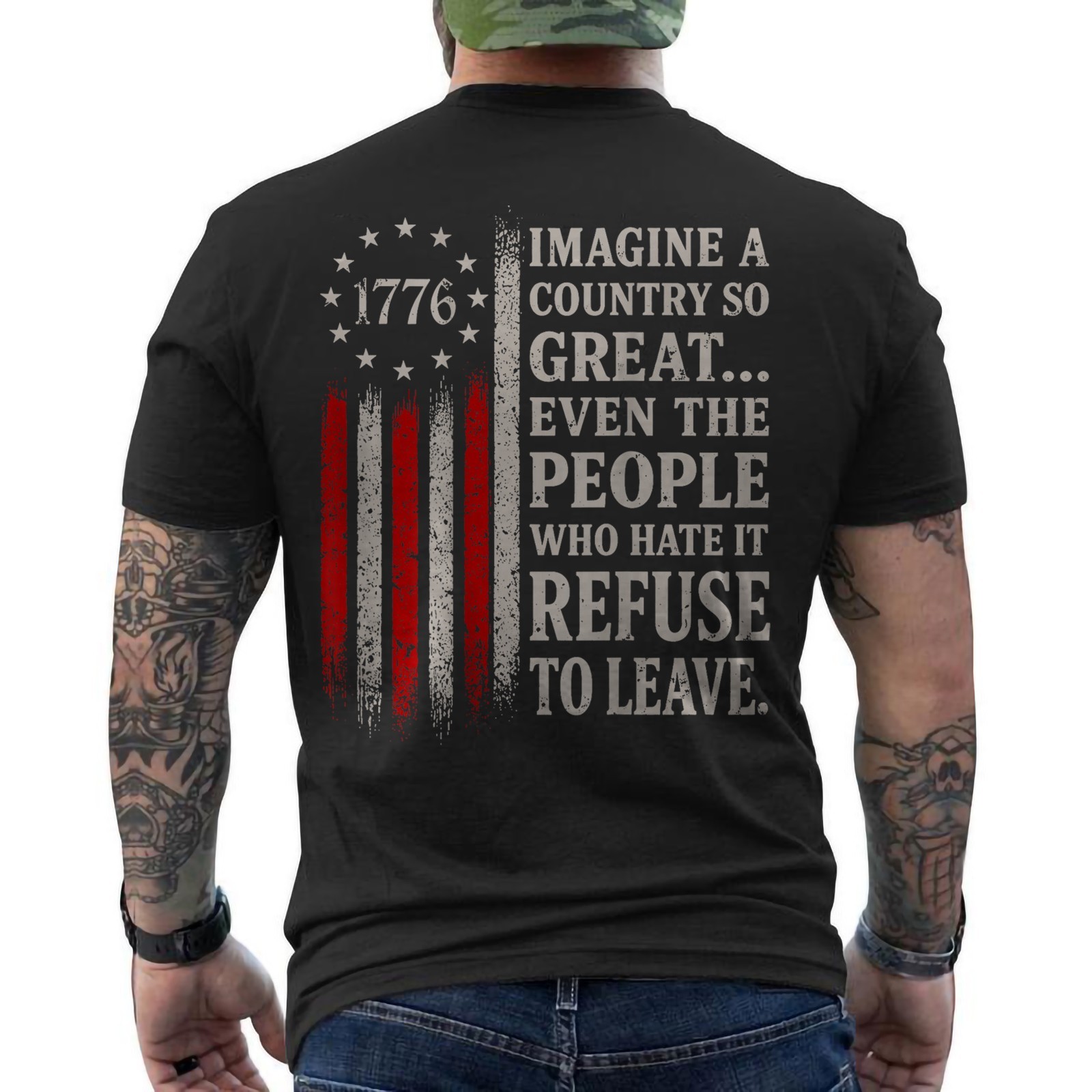 Retro Imagine A Country So Great Even The People Patriotic ON BACK T-Shirt